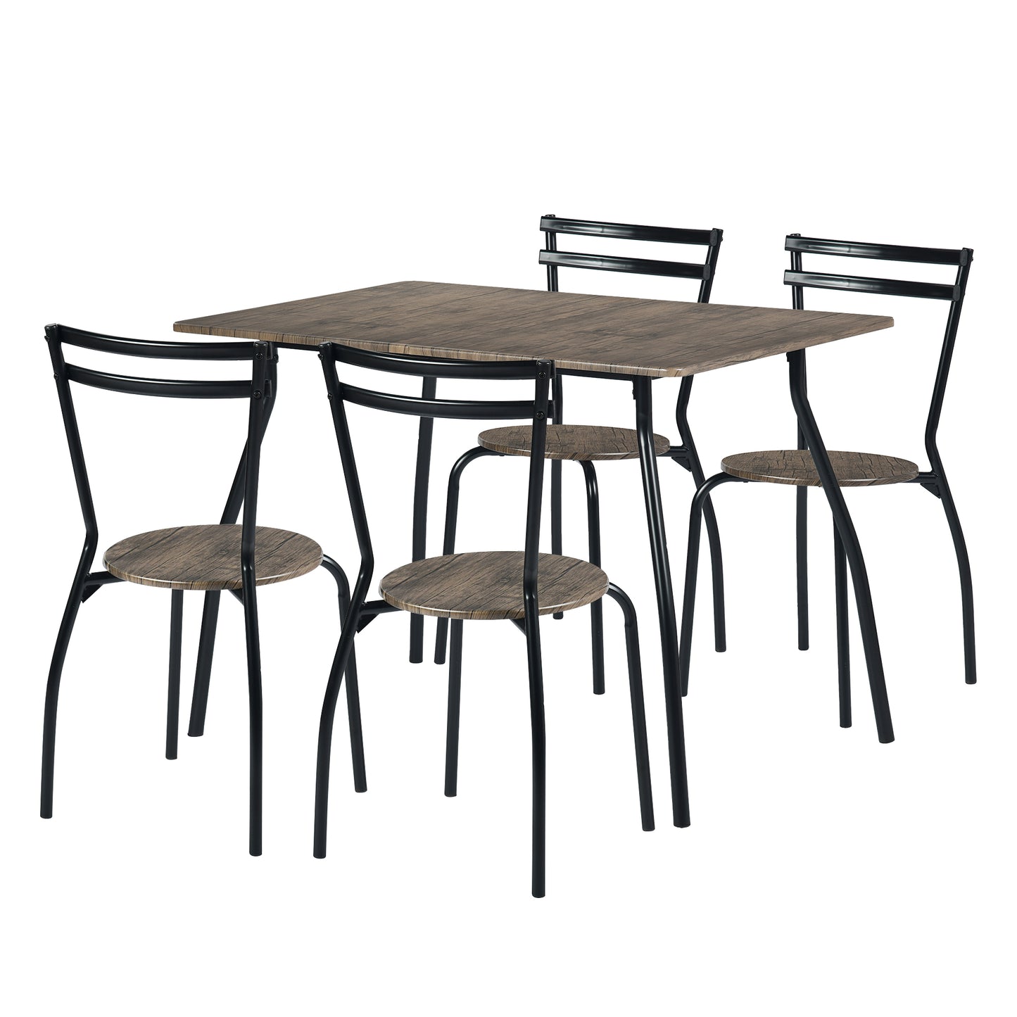 REEDER Modulaire Tafel en 4 Stoelen Set - Eik/Zwart