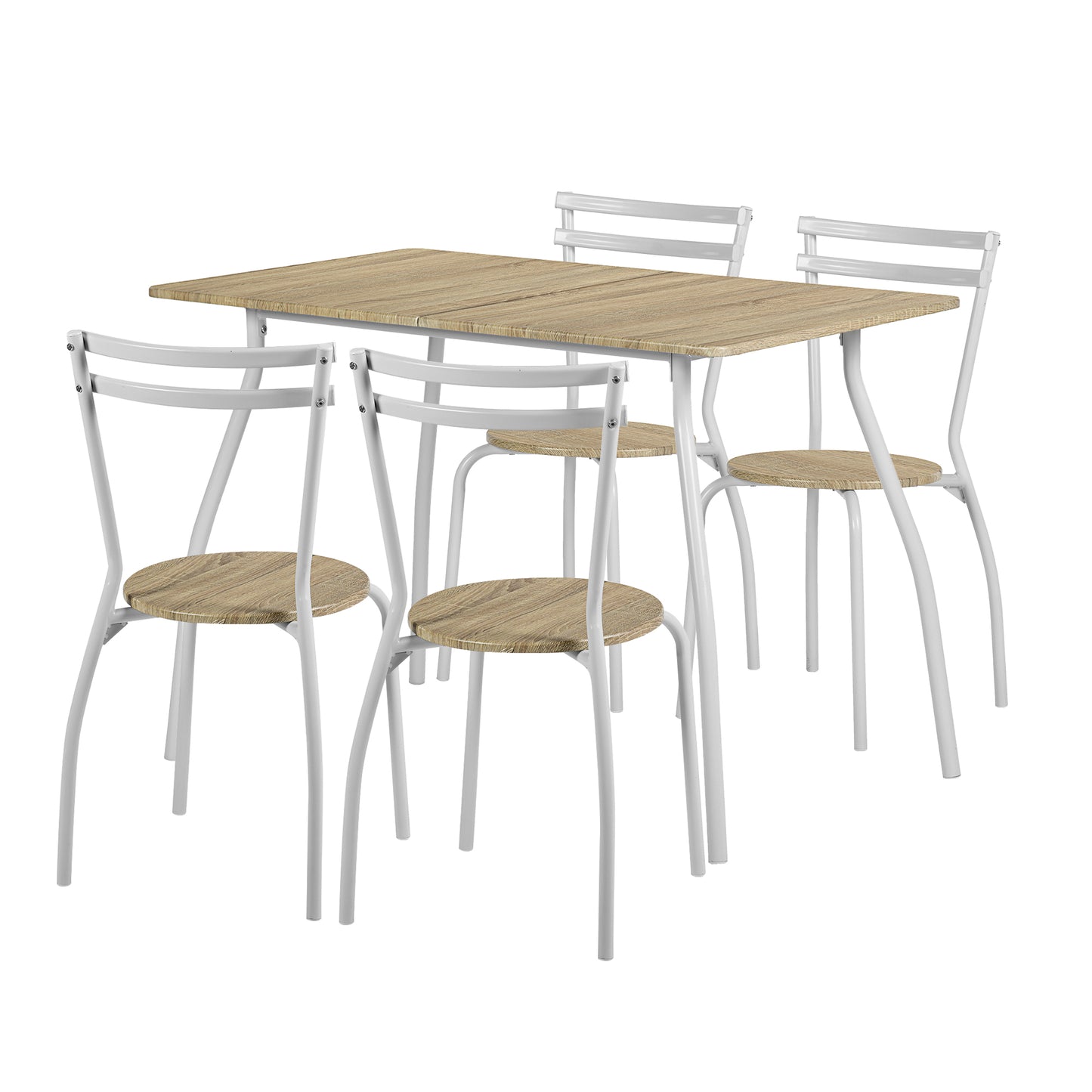 REEDER Modulaire Tafel en 4 Stoelen Set - Eik/Zwart