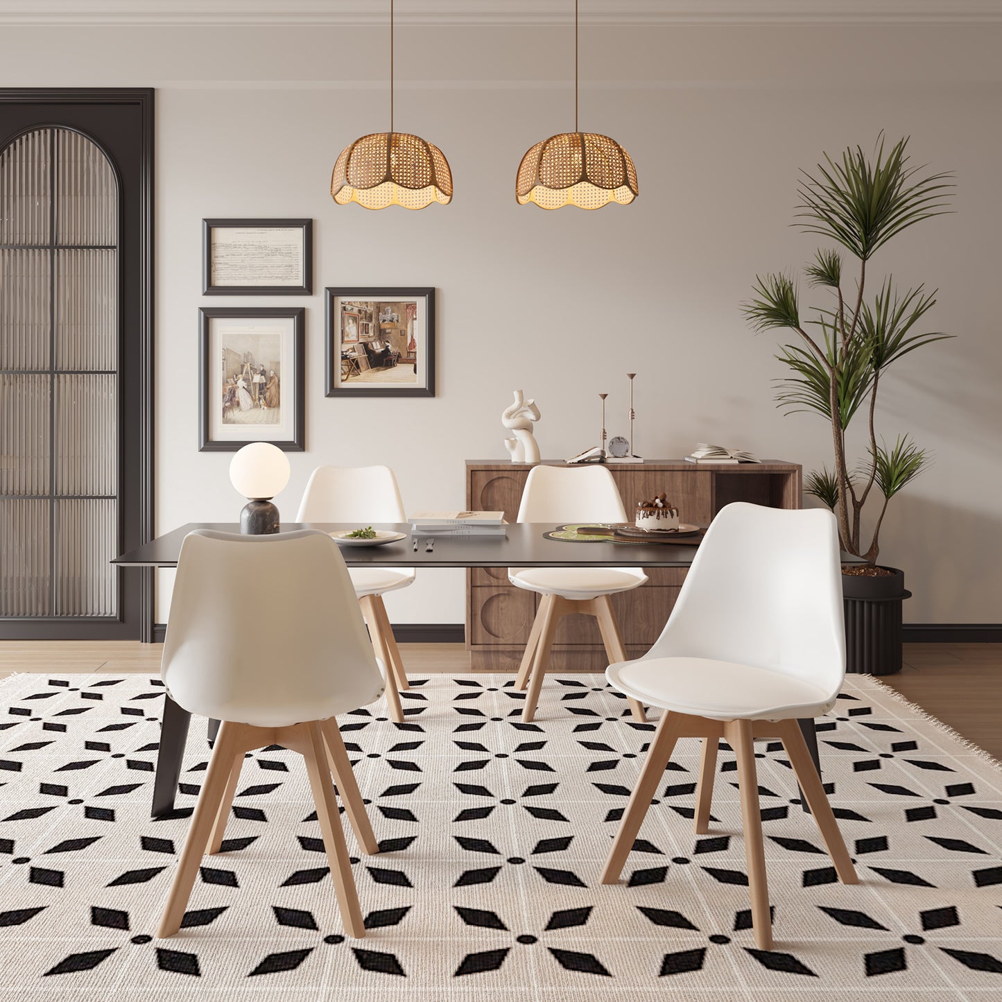 Eetkamerstoelen Set van 1/2/4/6 TULIP - Wit/Zwart/Grijs