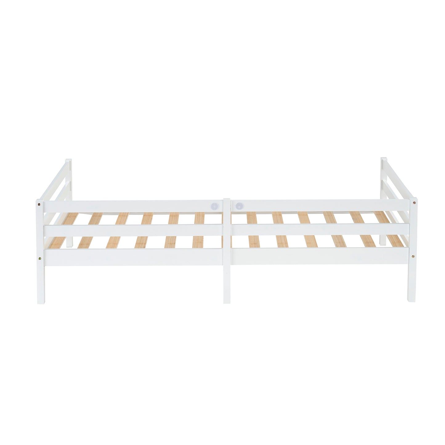 FLAT Eenpersoons Massief Houten Bedframe 90x190cm - Hout/Wit