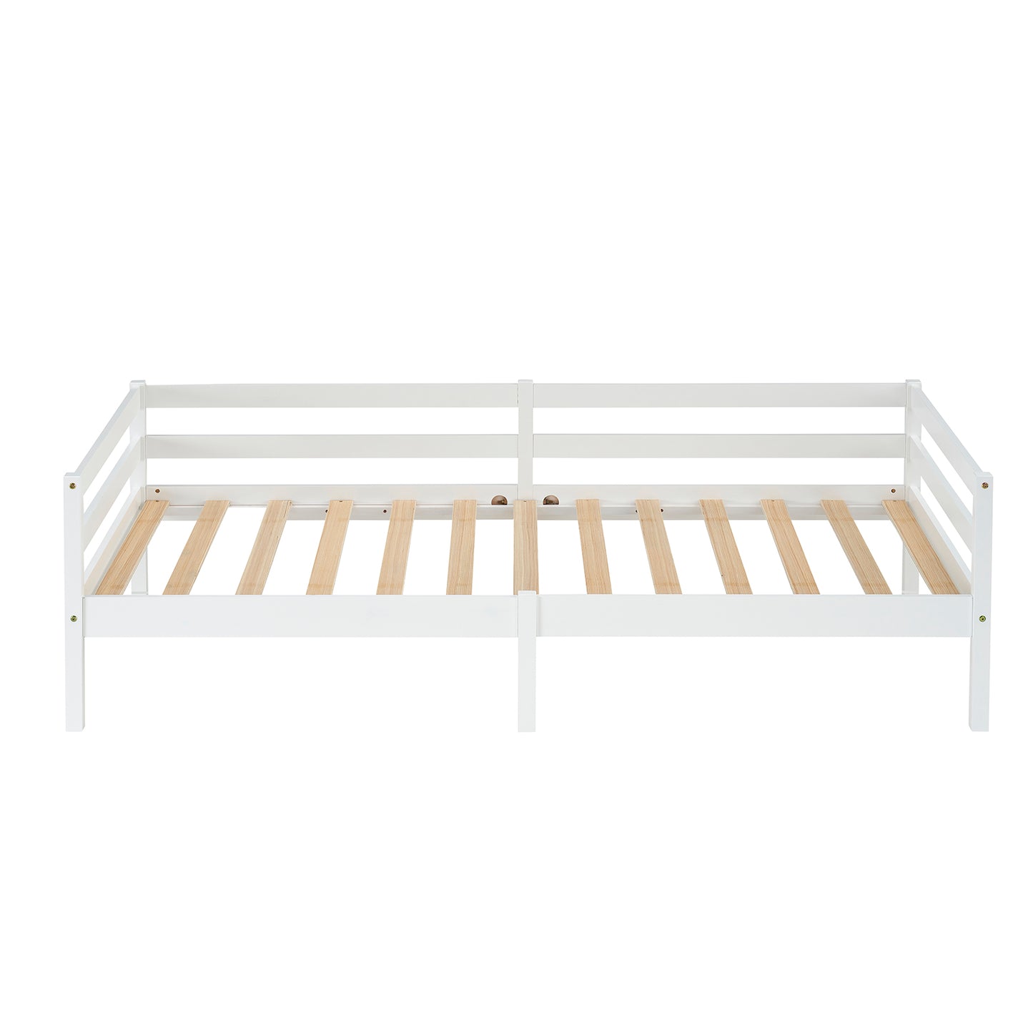 FLAT Eenpersoons Massief Houten Bedframe 90x190cm - Hout/Wit