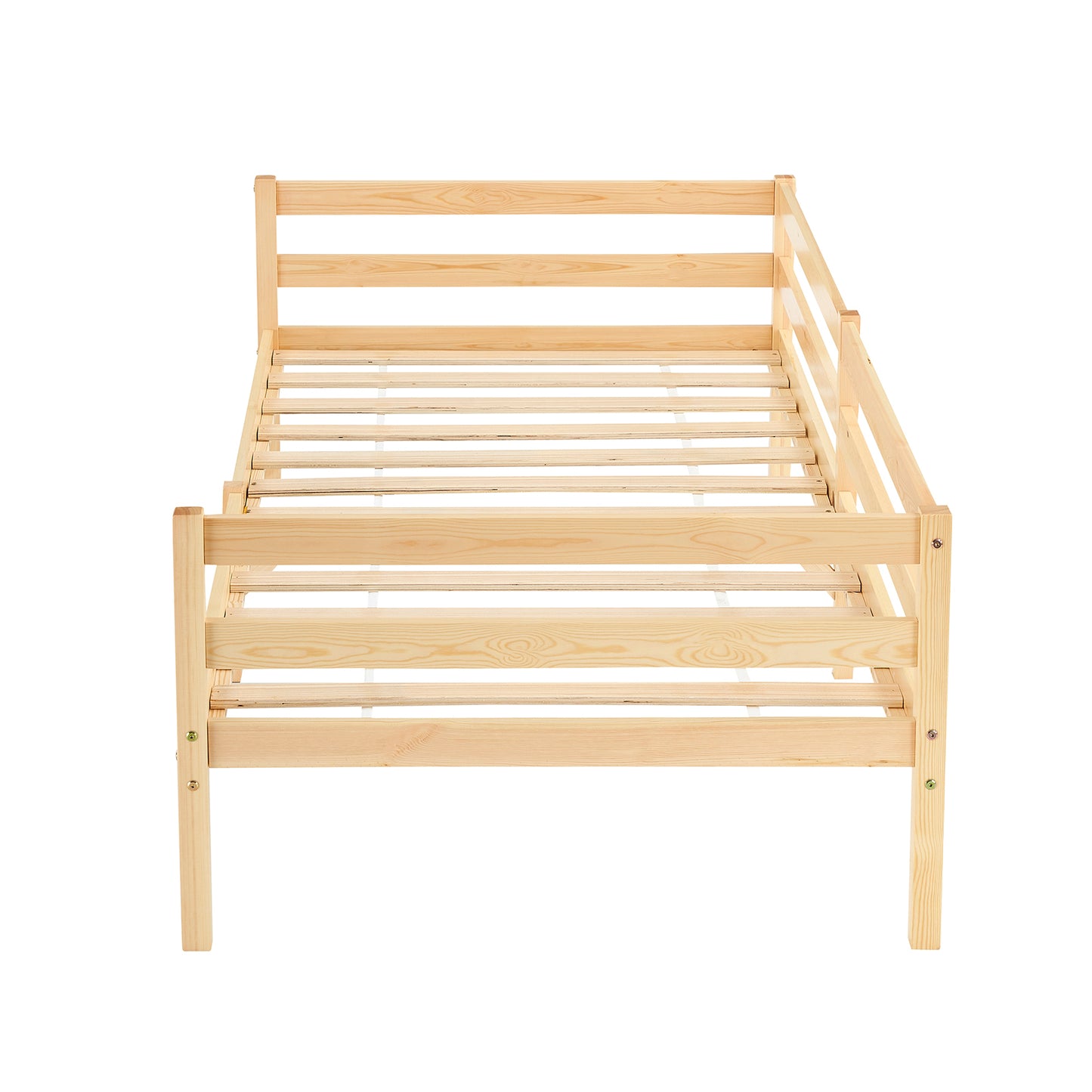 FLAT Eenpersoons Massief Houten Bedframe 90x190cm - Hout/Wit