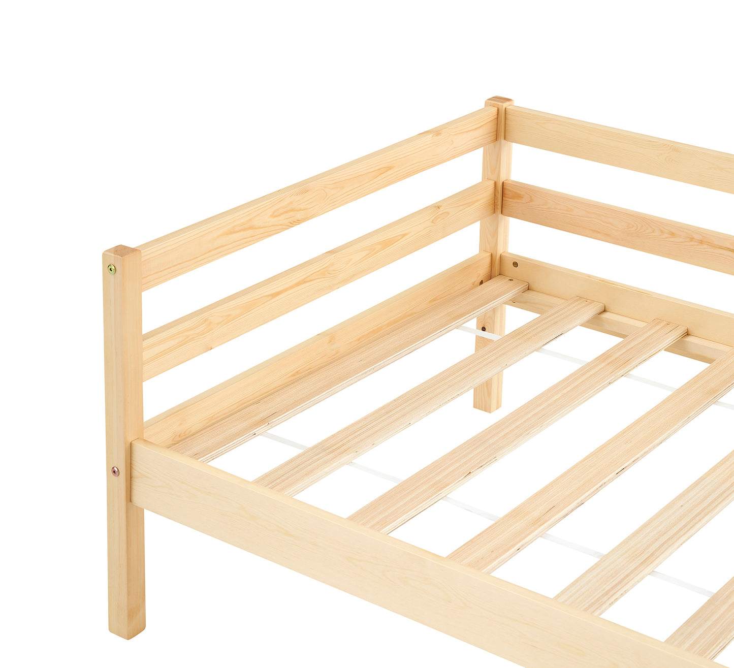 FLAT Eenpersoons Massief Houten Bedframe 90x190cm - Hout/Wit