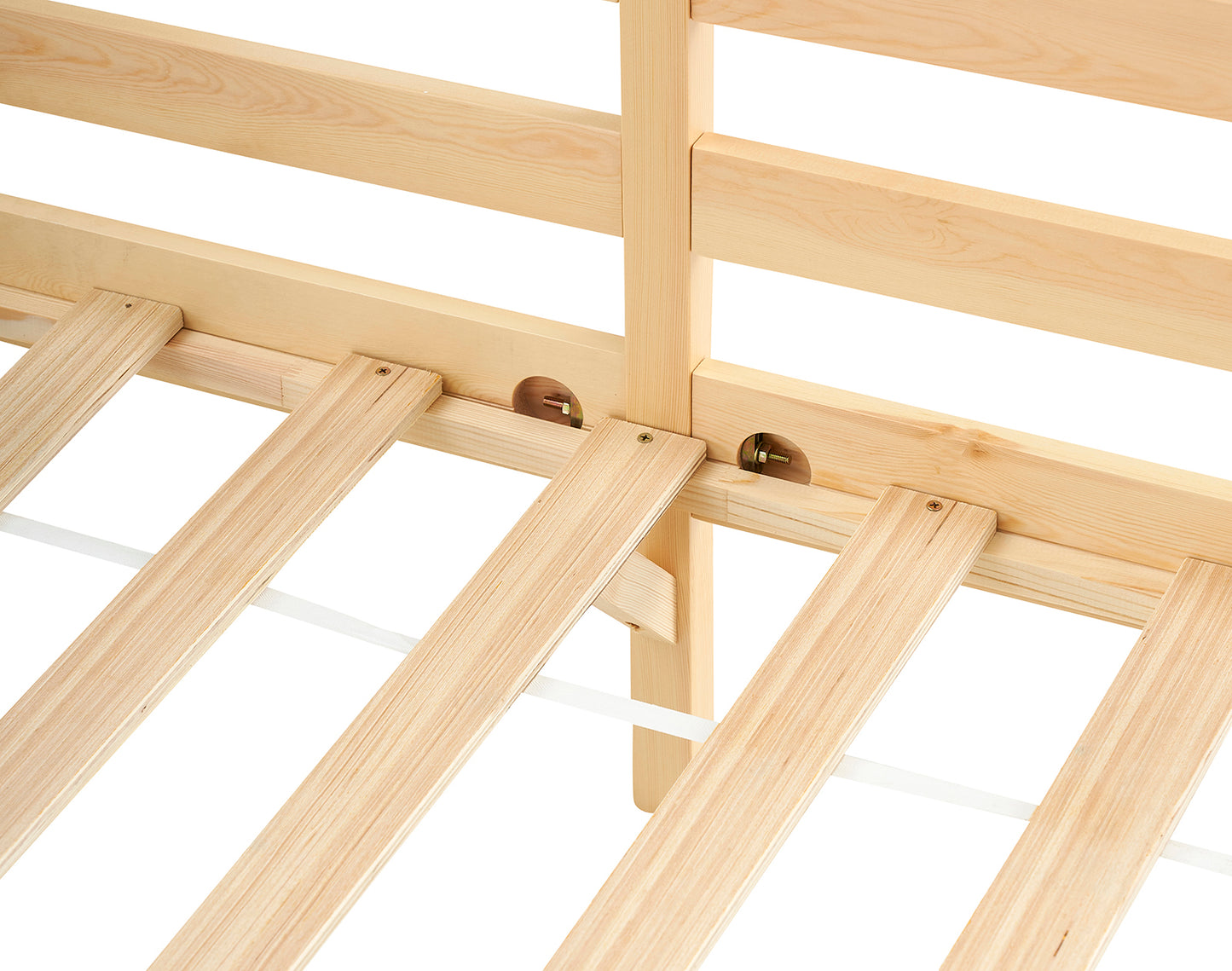 FLAT Eenpersoons Massief Houten Bedframe 90x190cm - Hout/Wit