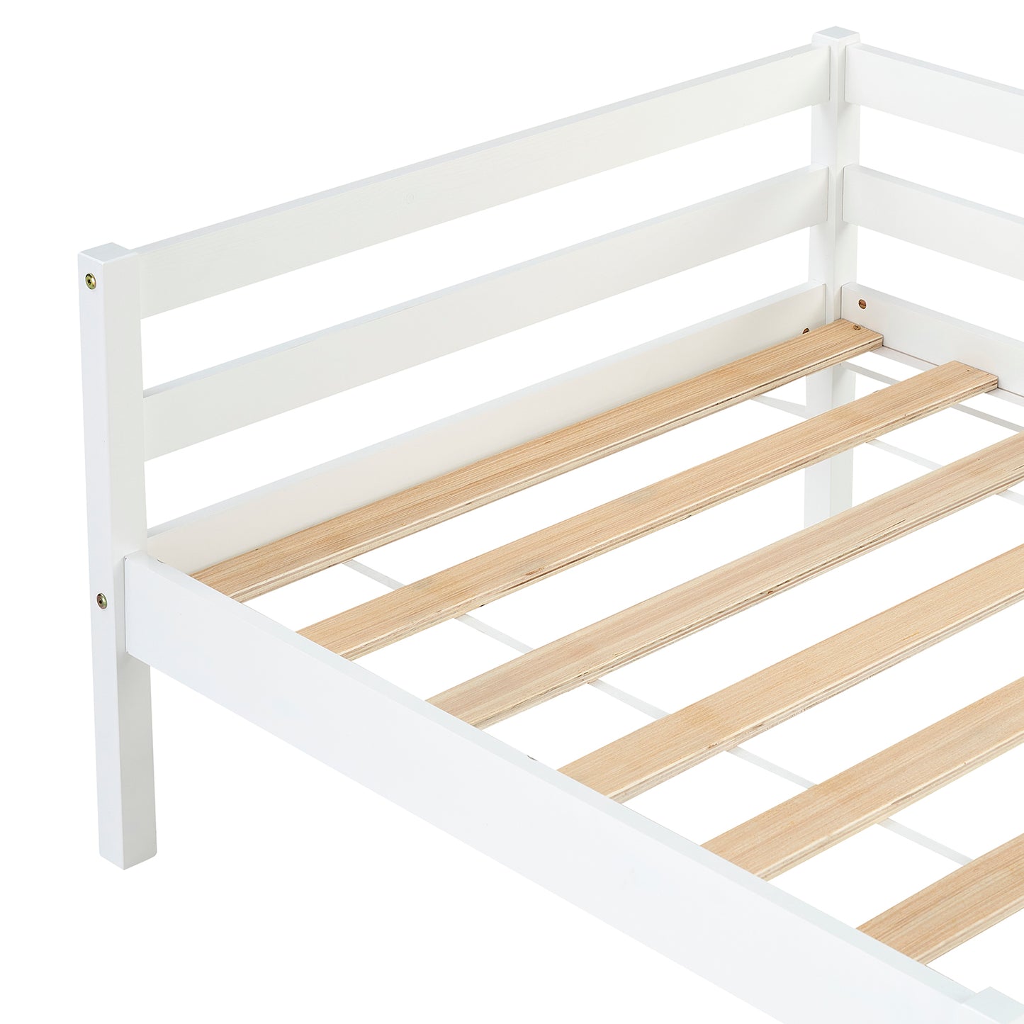 FLAT Eenpersoons Massief Houten Bedframe 90x190cm - Hout/Wit