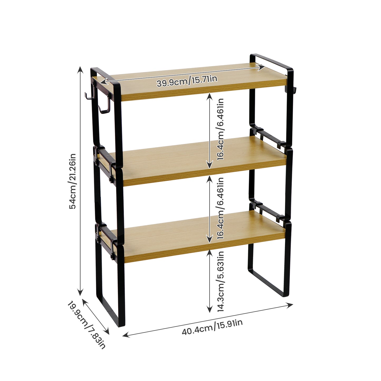 VILAS Stapelbaar Keuken Bamboe Kruidenrek 40 cm Set van 1/3/5-Vuur/Hout/Wit