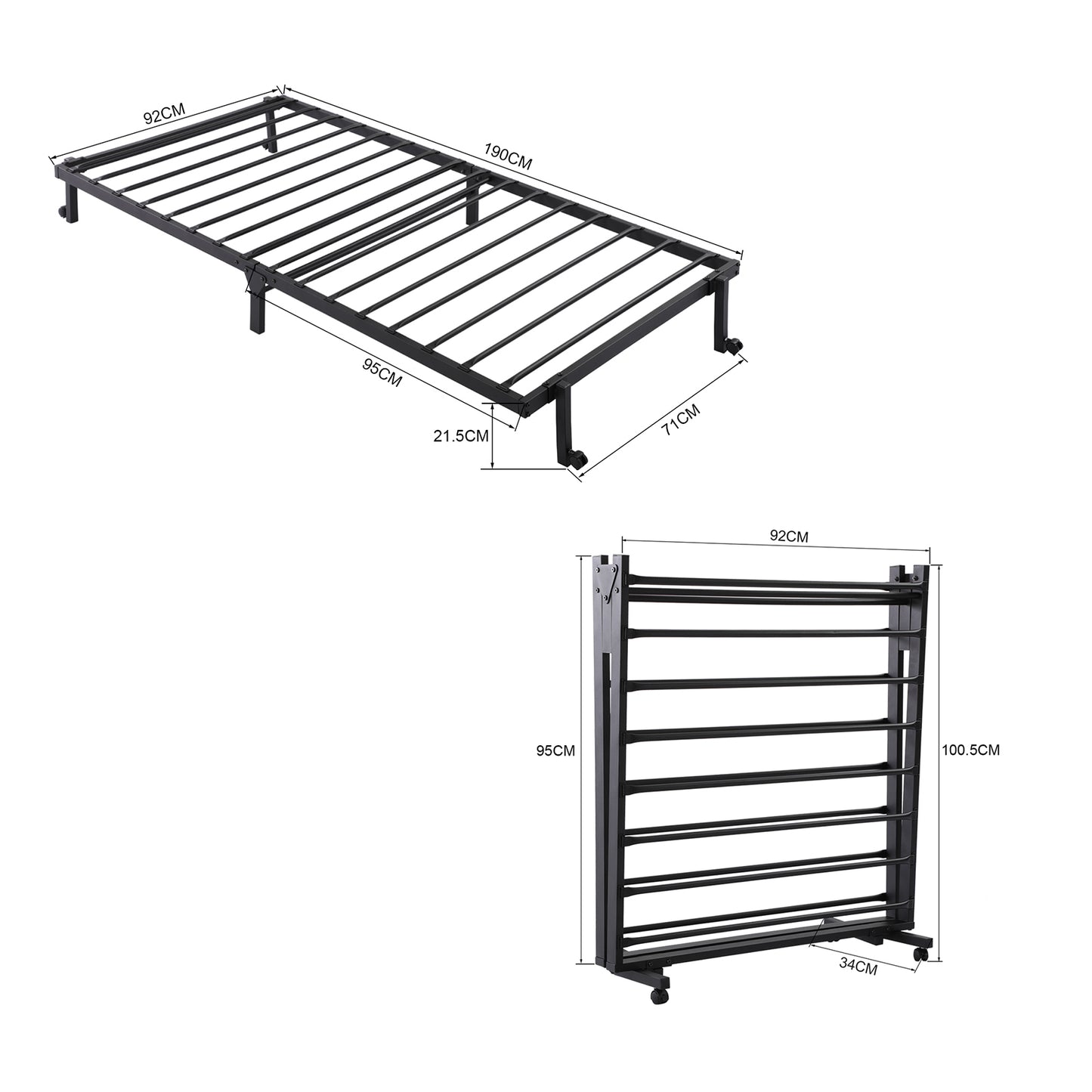 LIA Enkelvoudig Opvouwbaar Stalen Bedframe
