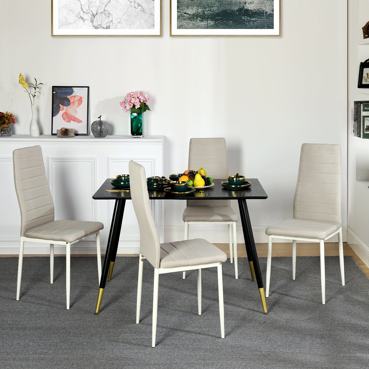 ANN Modern gestoffeerde eetkamerstoelen (set van 4/6) - Beige/Grijs/Bruin
