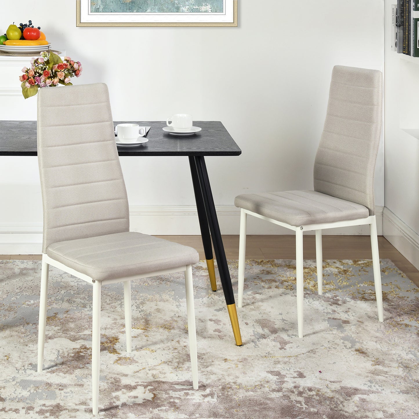 ANN Modern gestoffeerde eetkamerstoelen (set van 4/6) - Beige/Grijs/Bruin