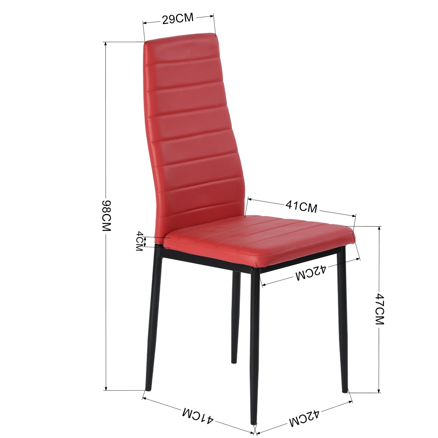 ANN massief gestoffeerde stoelen (set van 4) - ROOD