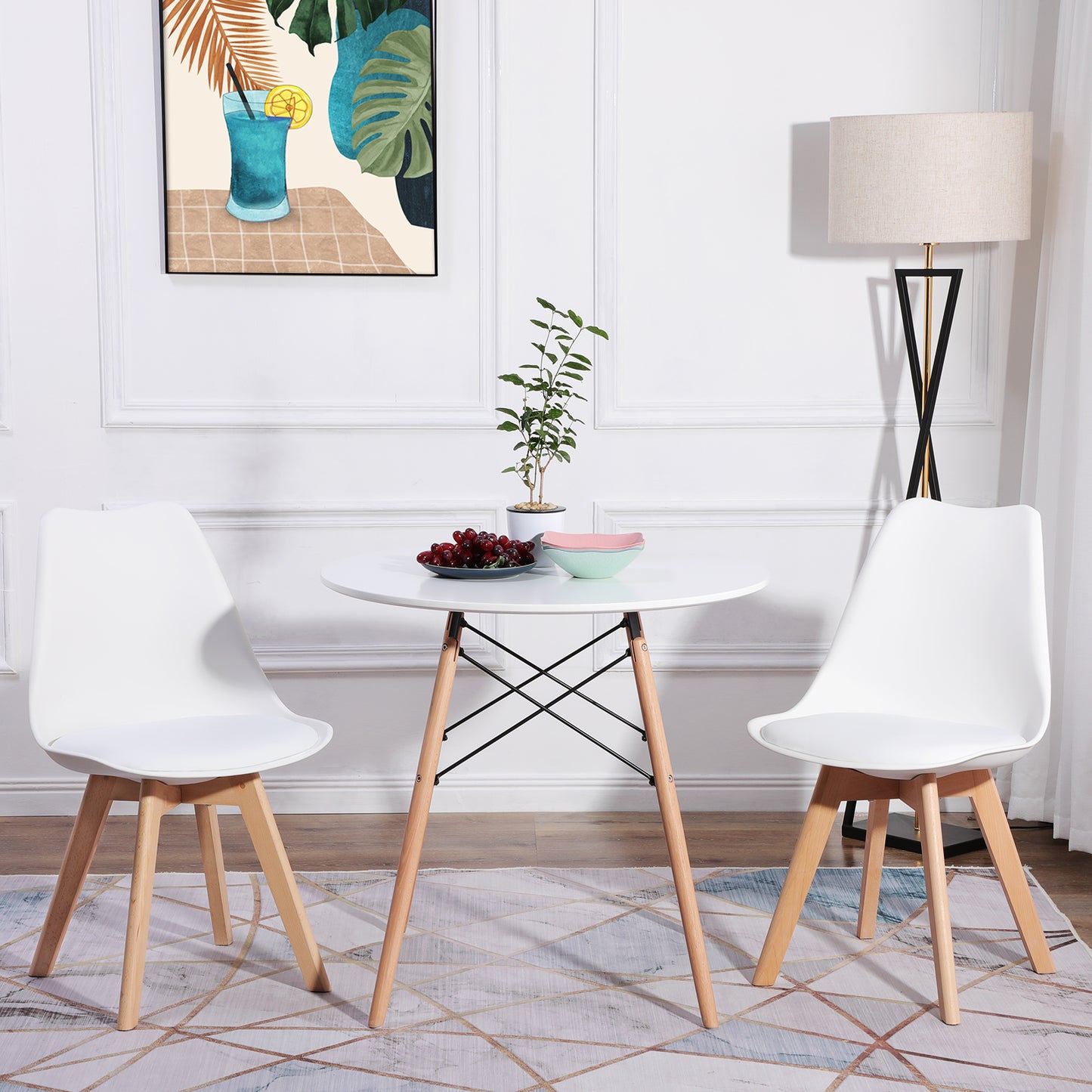 Eetkamerstoelen Set van 1/2/4/6 TULIP - Wit/Zwart/Grijs