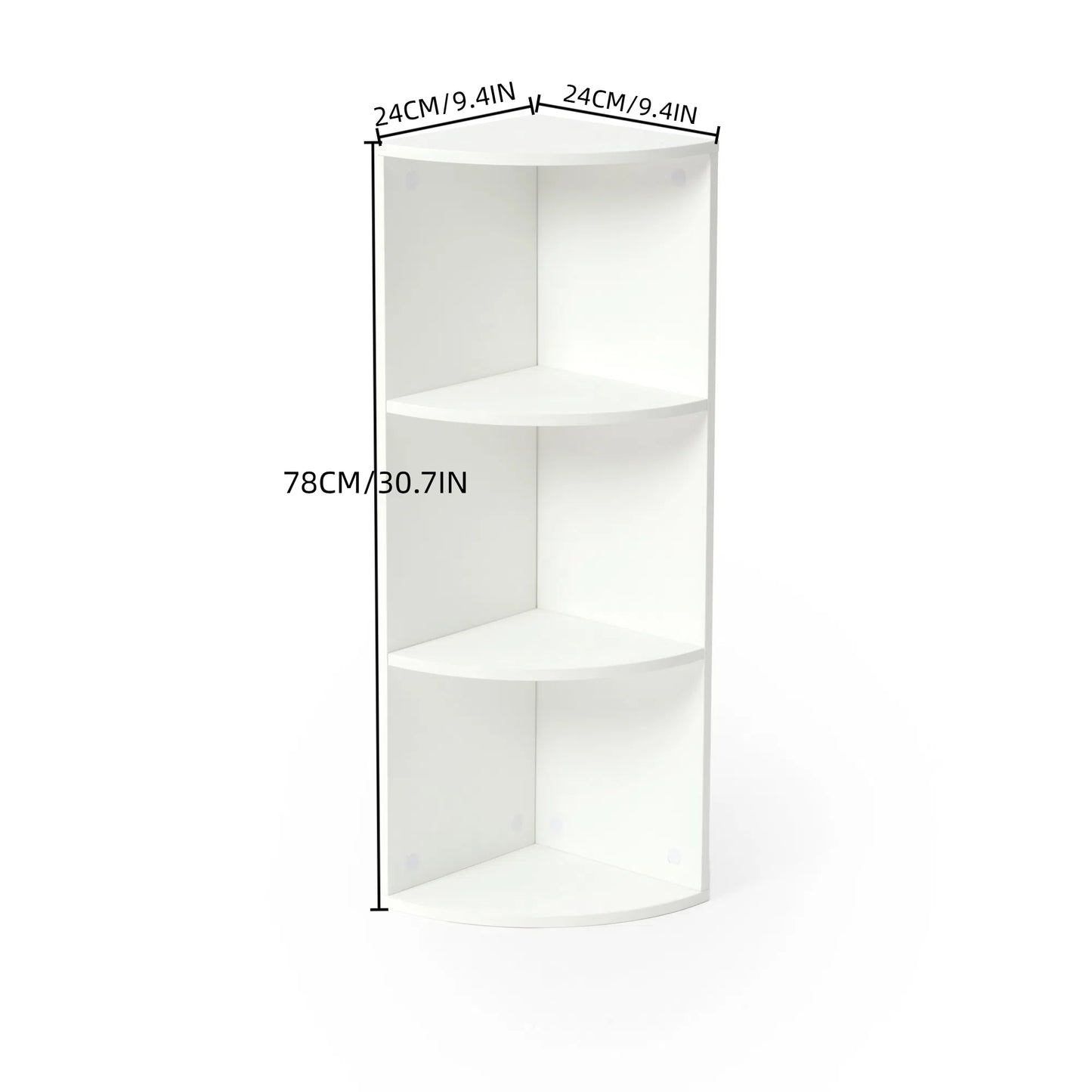 3-Laags Kleine Hoekplank, Moderne Houten Hoekboekenplank, 78 cm Hoog, Kleine Boekenkast, wit, BAYARD