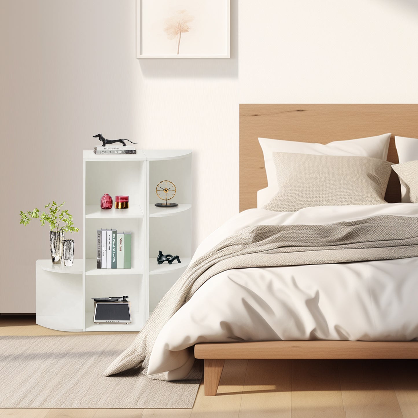 3-Laags Kleine Hoekplank, Moderne Houten Hoekboekenplank, 78 cm Hoog, Kleine Boekenkast, wit, BAYARD