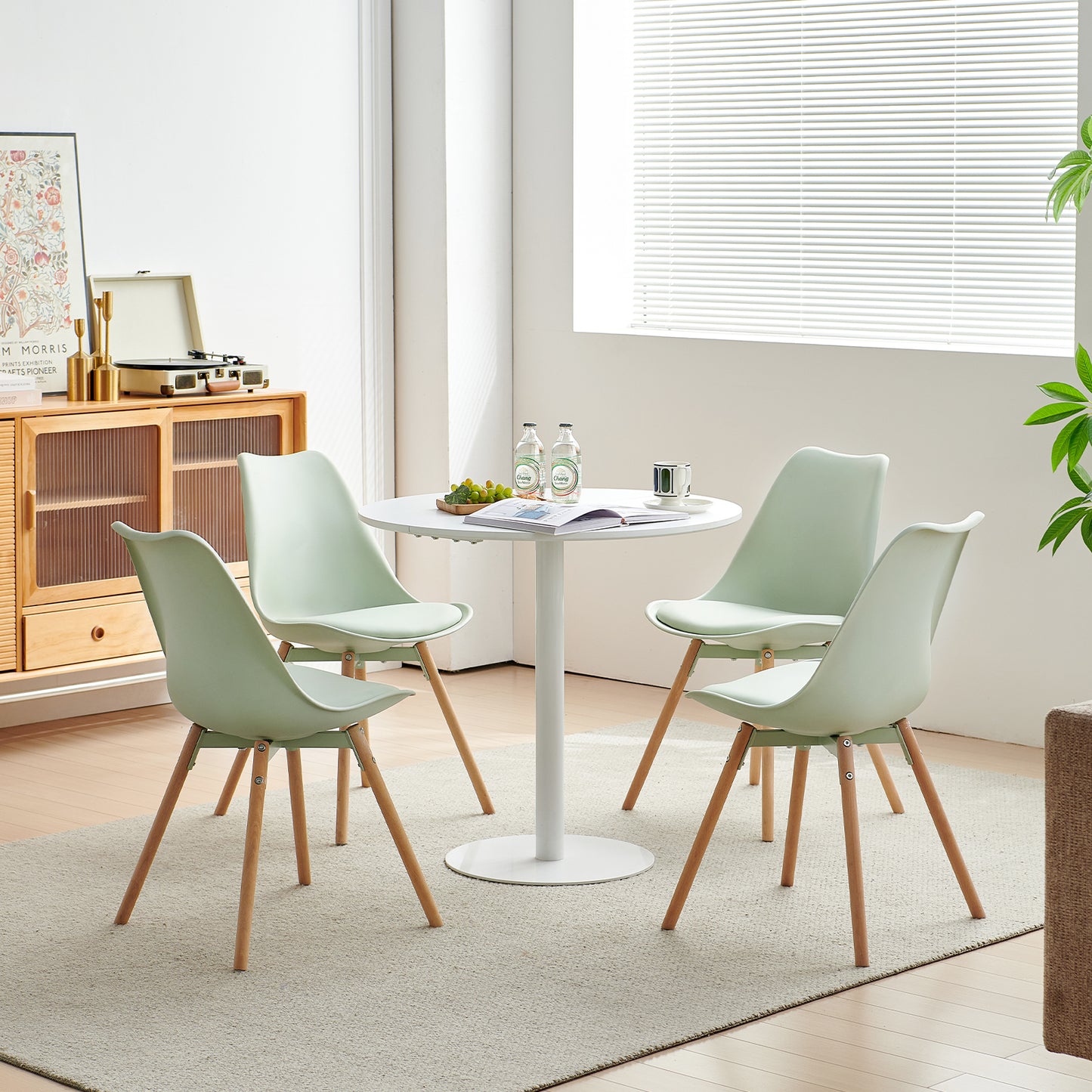 OATS Set van 4/6 Zijdelingse Accentstoelen – Lichtgrijs Blauw / Donkergrijs Blauw/Groen ijs