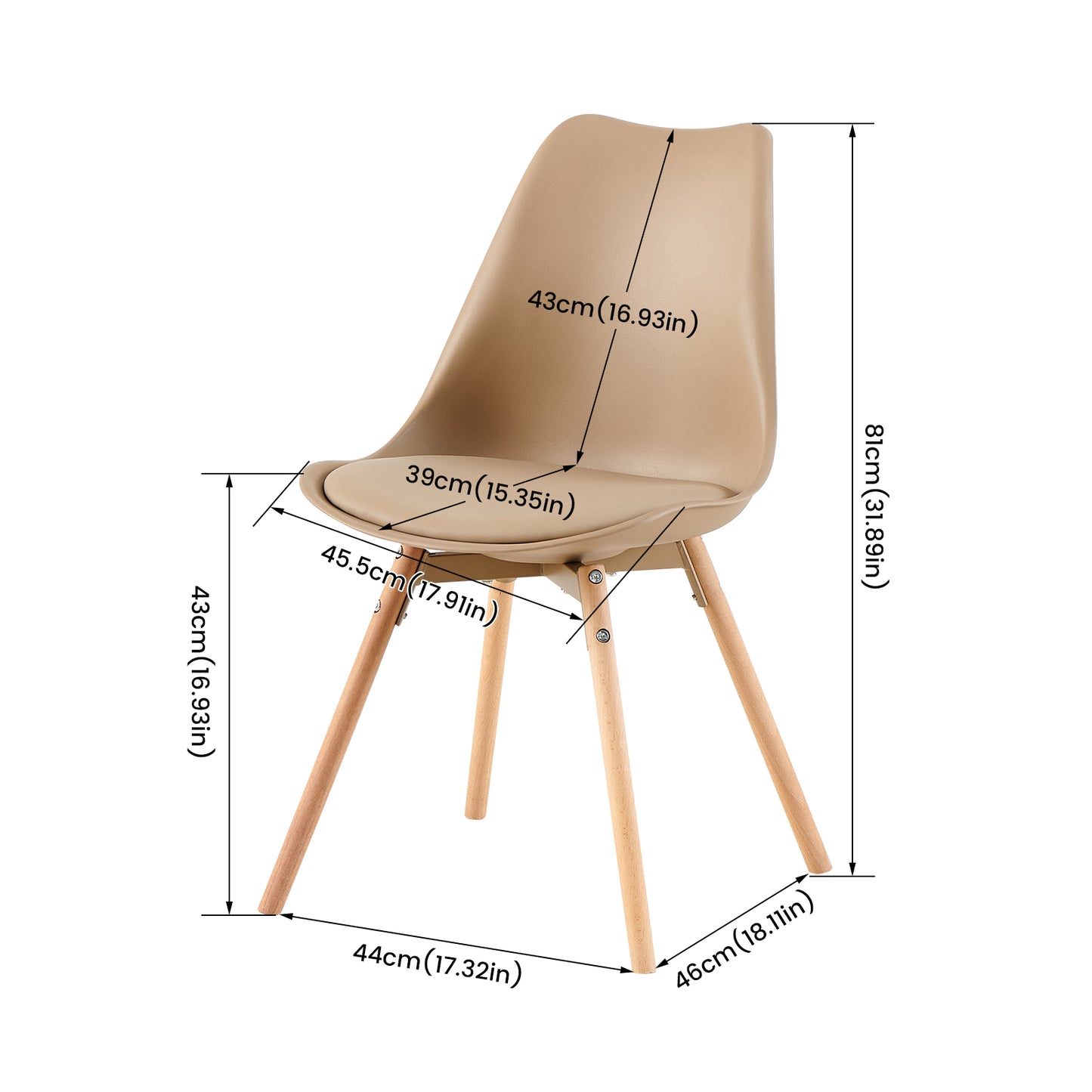 OATS Set van 4 Eetkamerstoelen, Gevoerde Stoelen, Khaki/Licht kaki