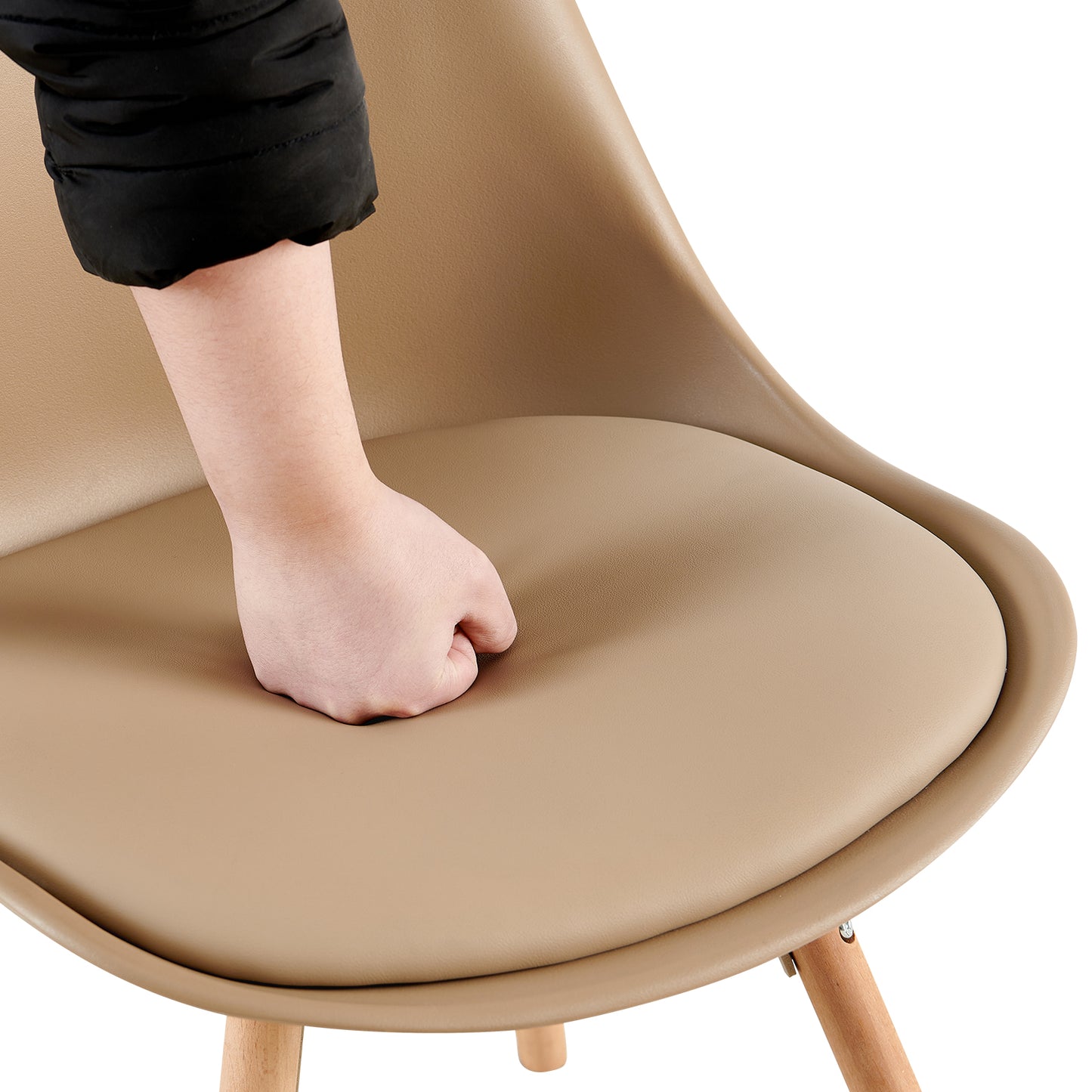 OATS Set van 4 Eetkamerstoelen, Gevoerde Stoelen, Khaki/Licht kaki