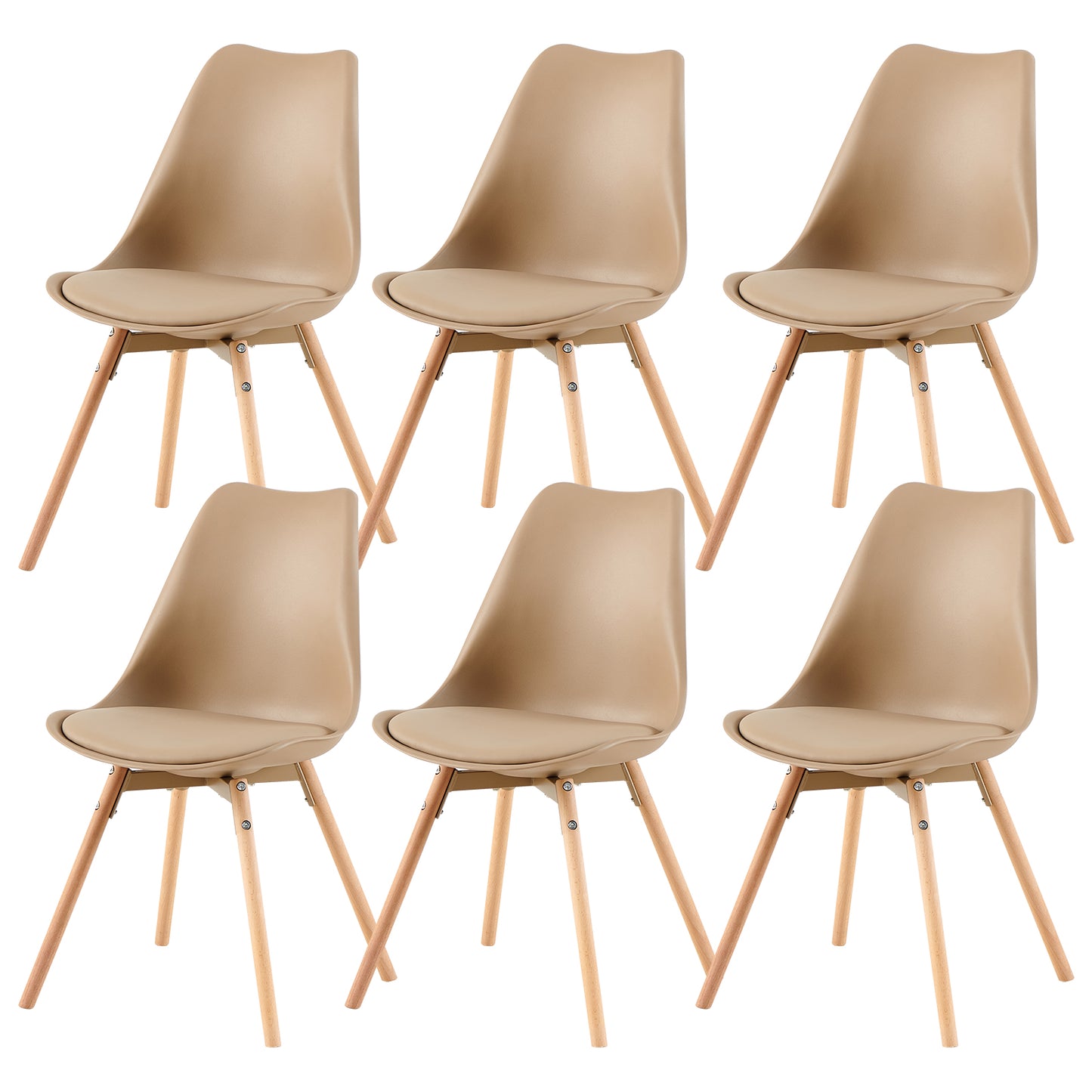 OATS Set van 4 Eetkamerstoelen, Gevoerde Stoelen, Khaki/Licht kaki