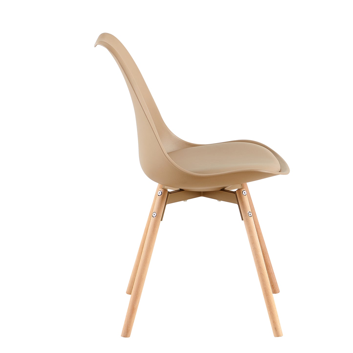 OATS Set van 4 Eetkamerstoelen, Gevoerde Stoelen, Khaki/Licht kaki
