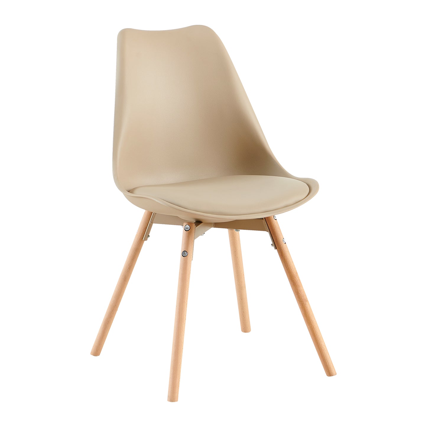 OATS Set van 4 Eetkamerstoelen, Gevoerde Stoelen, Khaki/Licht kaki