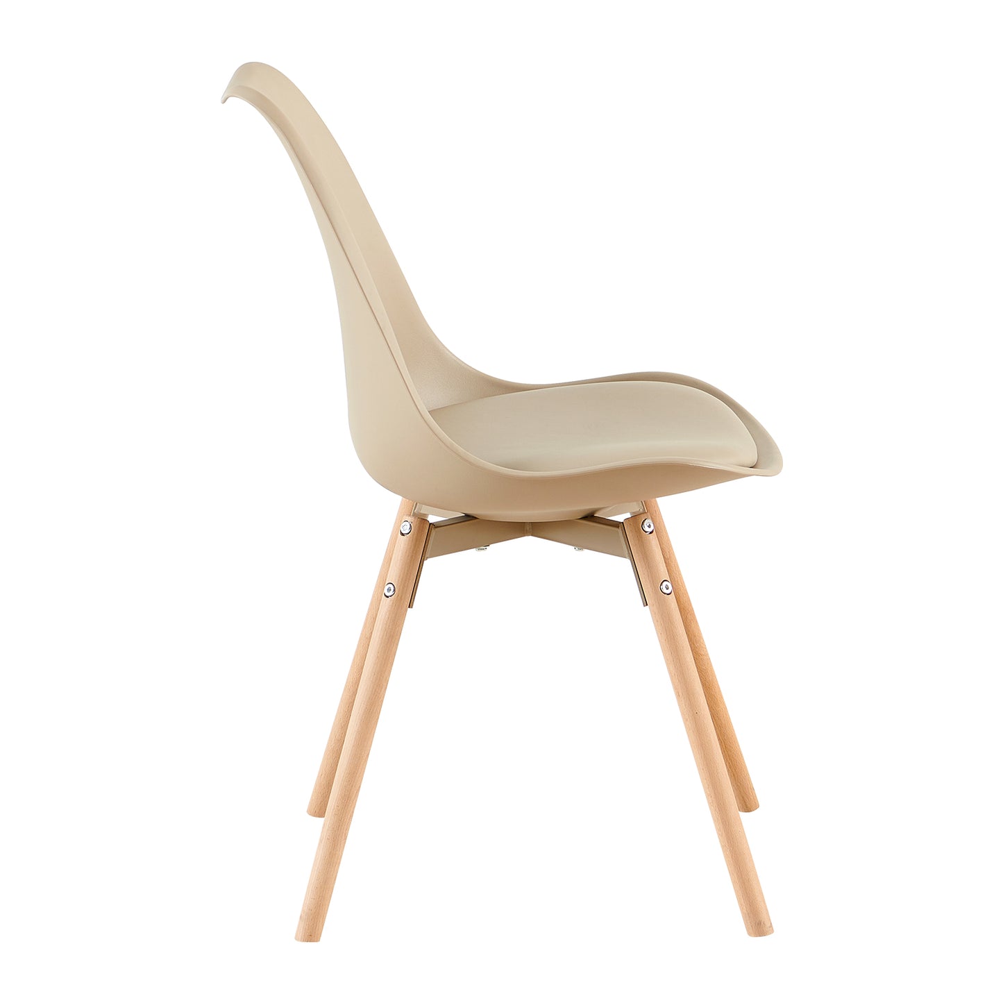 OATS Set van 4 Eetkamerstoelen, Gevoerde Stoelen, Khaki/Licht kaki