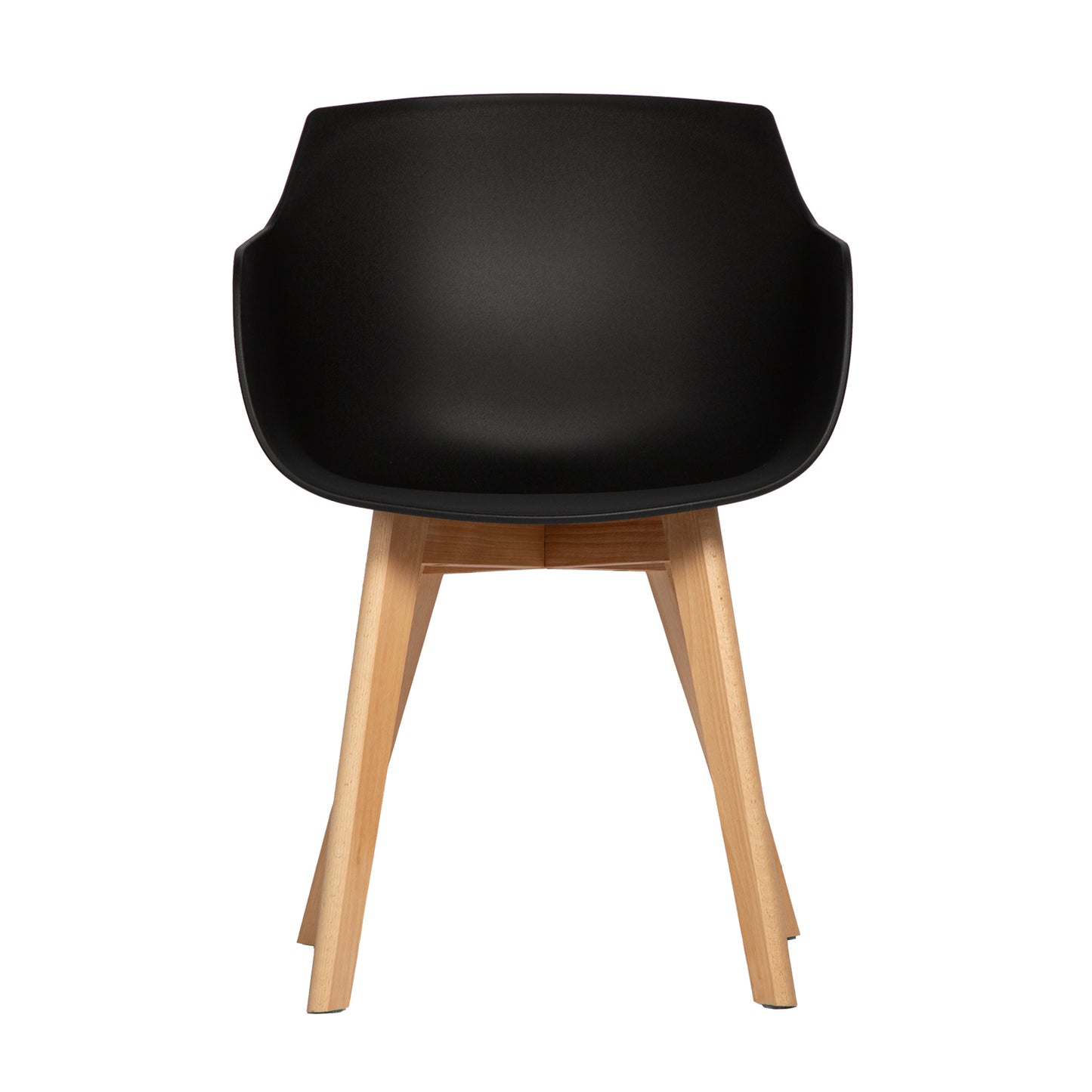 CLOVER Moderne PP Plastic Shell Stoel Fauteuil met Beuken Poten Set van 2/4 - Zwart/Wit/Grijs