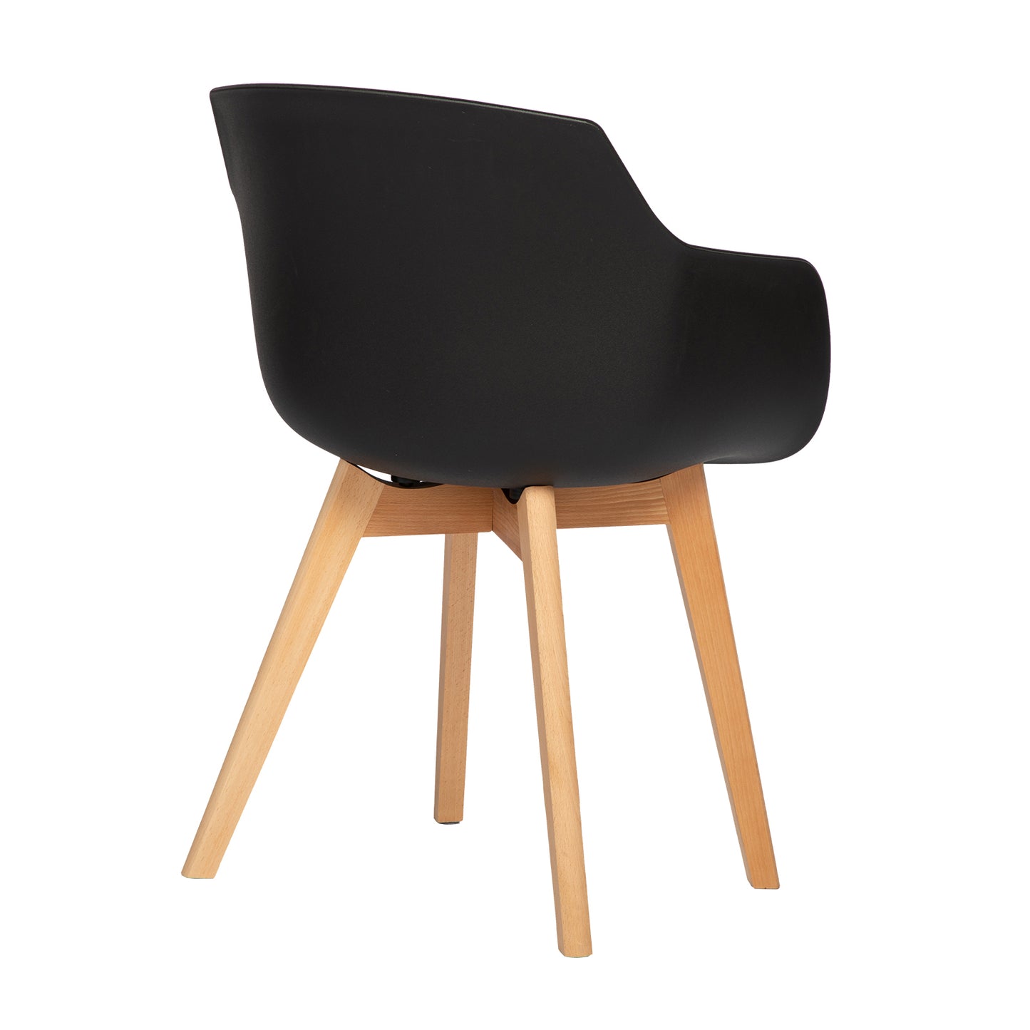 CLOVER Moderne PP Plastic Shell Stoel Fauteuil met Beuken Poten Set van 2/4 - Zwart/Wit/Grijs