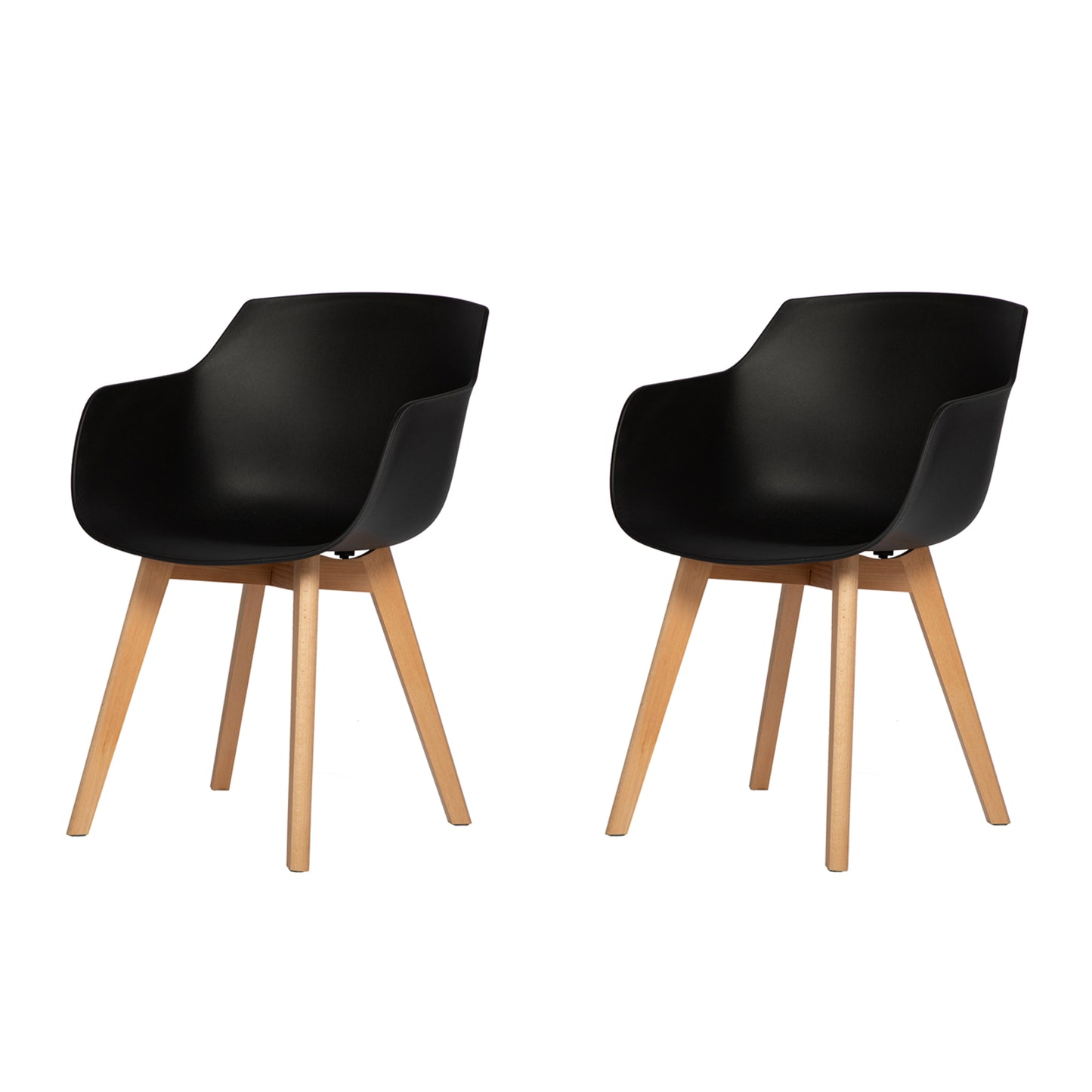 CLOVER Moderne PP Plastic Shell Stoel Fauteuil met Beuken Poten Set van 2/4 - Zwart/Wit/Grijs