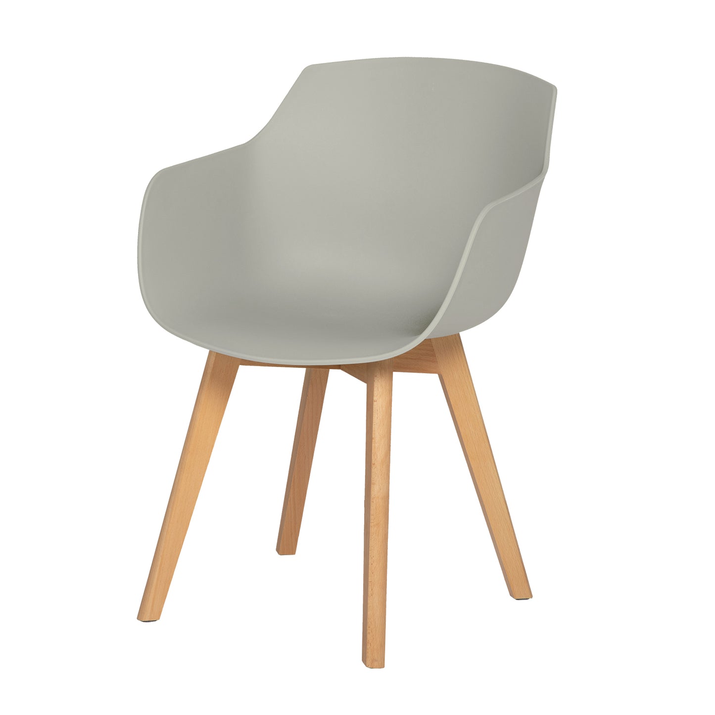 CLOVER Moderne PP Plastic Shell Stoel Fauteuil met Beuken Poten Set van 2/4 - Zwart/Wit/Grijs