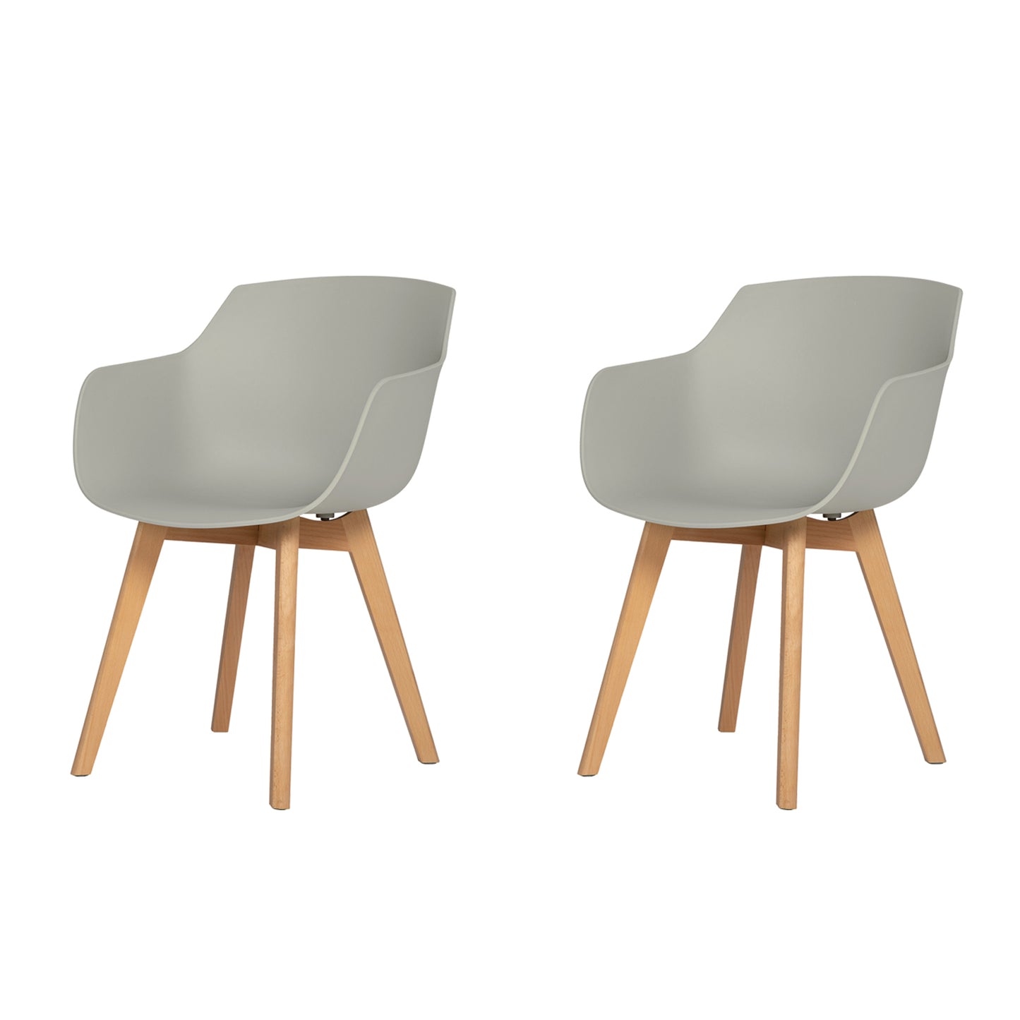 CLOVER Moderne PP Plastic Shell Stoel Fauteuil met Beuken Poten Set van 2/4 - Zwart/Wit/Grijs