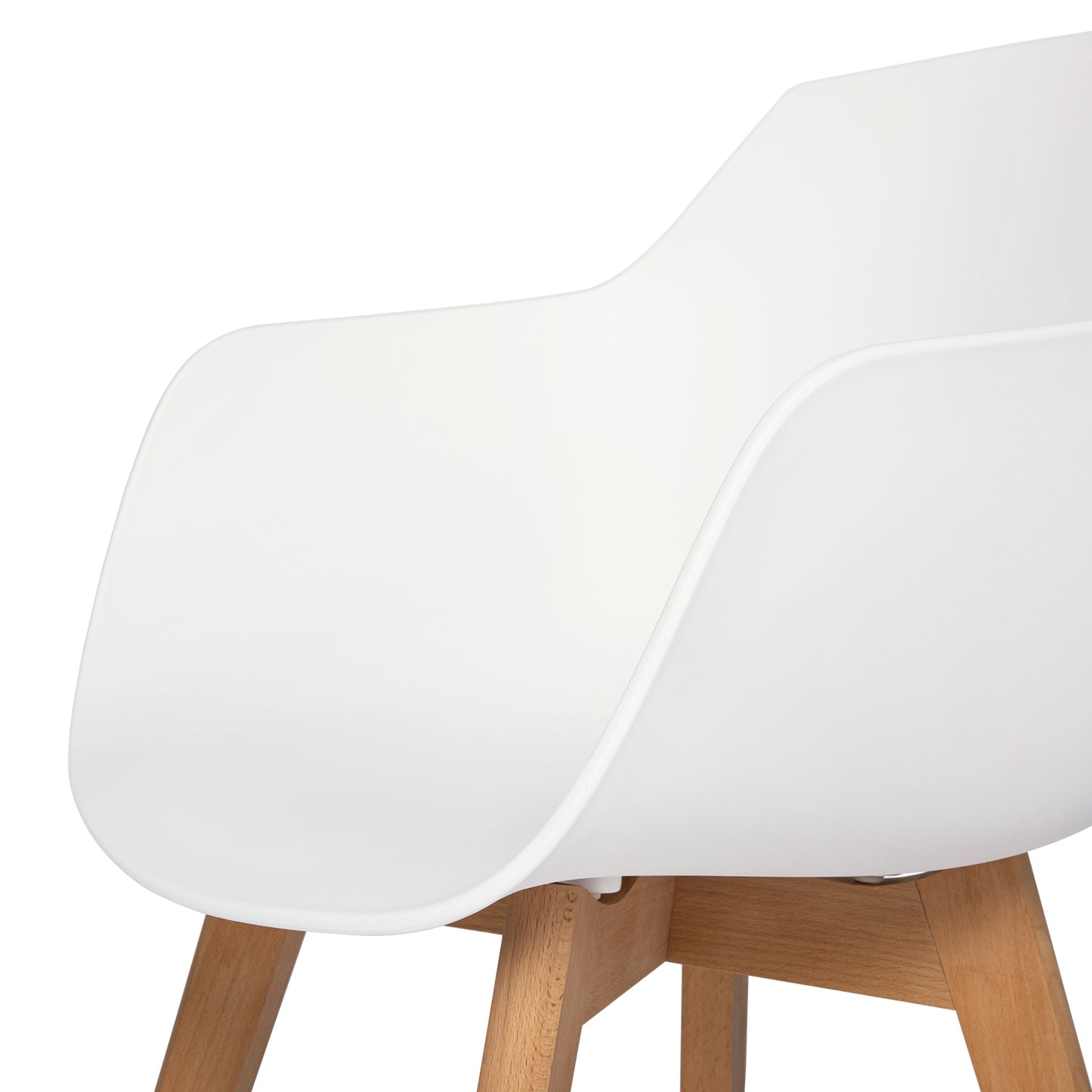 CLOVER Moderne PP Plastic Shell Stoel Fauteuil met Beuken Poten Set van 2/4 - Zwart/Wit/Grijs
