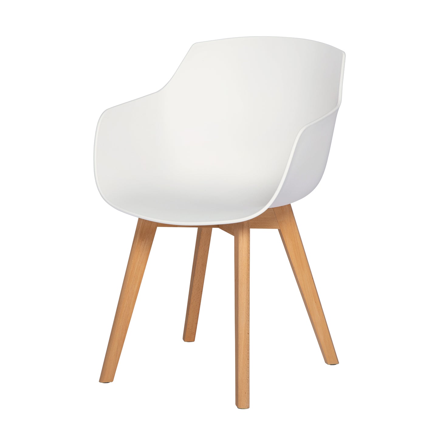 CLOVER Moderne PP Plastic Shell Stoel Fauteuil met Beuken Poten Set van 2/4 - Zwart/Wit/Grijs