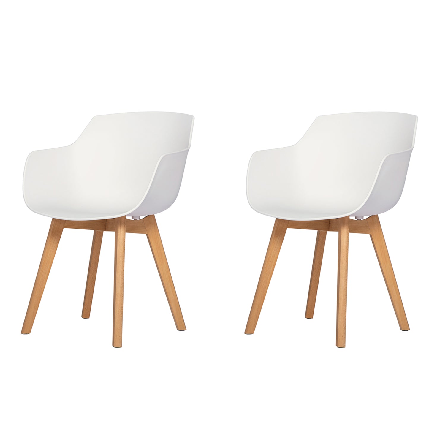 CLOVER Moderne PP Plastic Shell Stoel Fauteuil met Beuken Poten Set van 2/4 - Zwart/Wit/Grijs