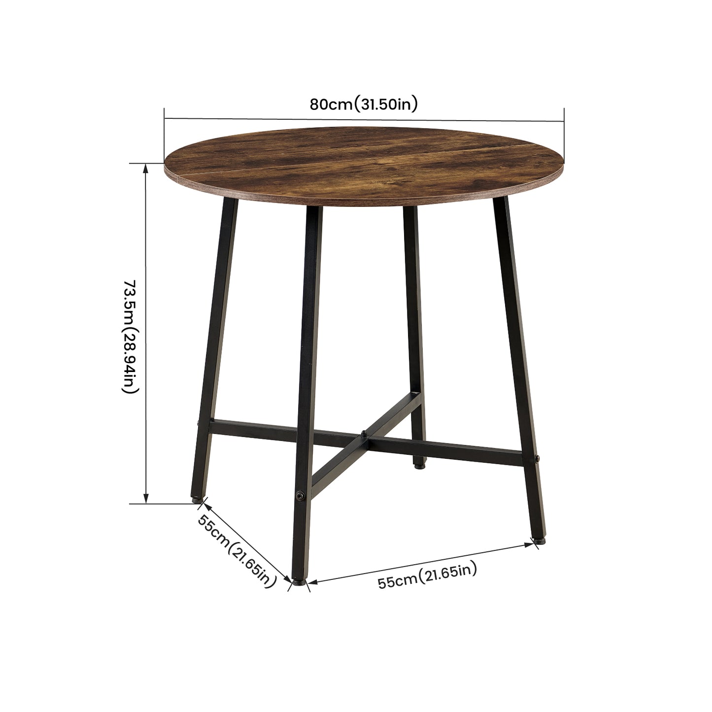 Eettafel 80 cm met ijzeren poten - Brandmerken - COBB