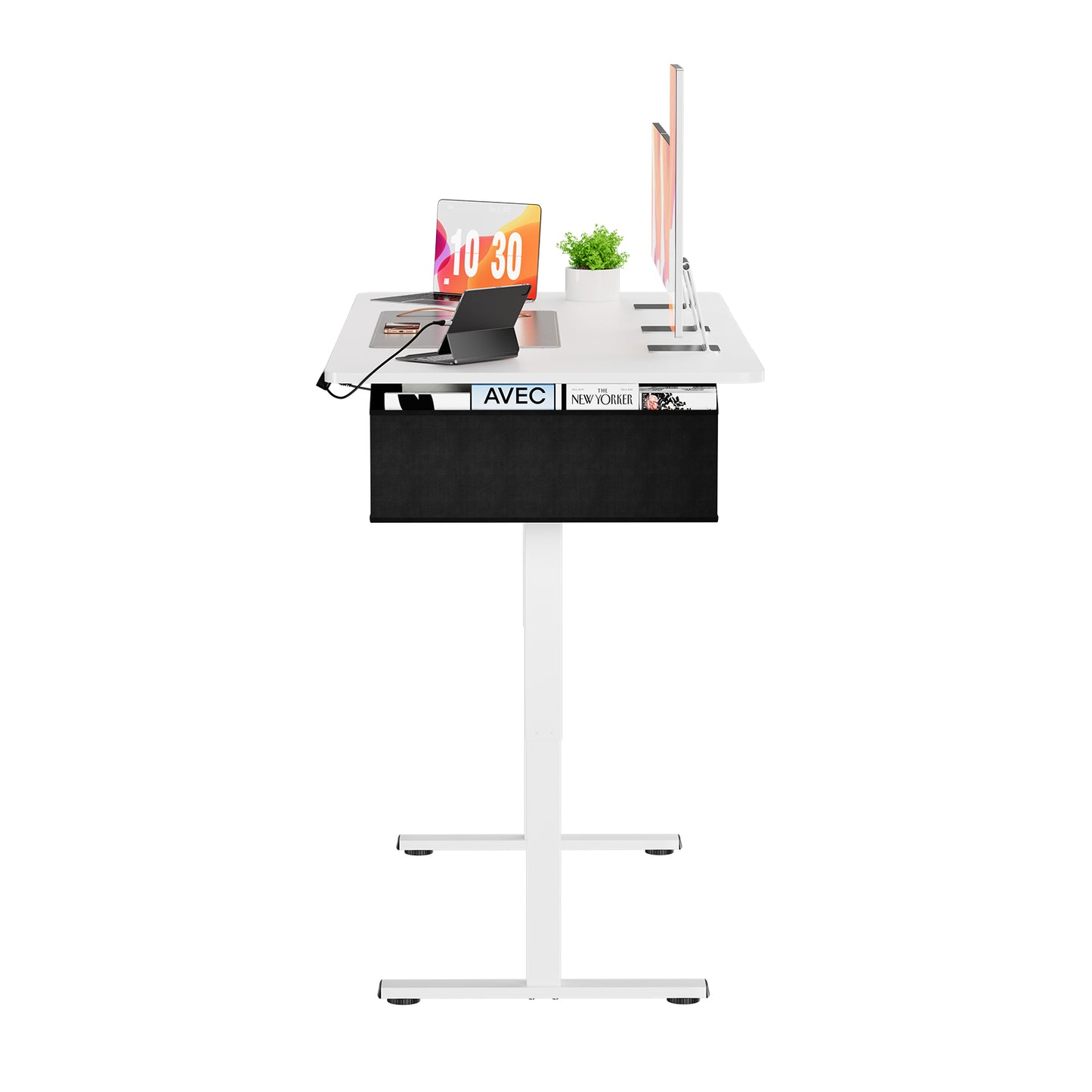 Elektrisch in hoogte verstelbaar bureau 160 x 75 cm, wit- DUMONT