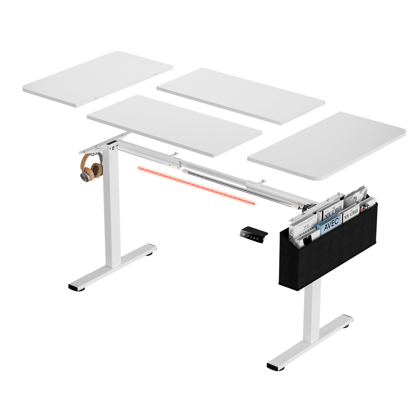 Elektrisch in hoogte verstelbaar bureau 160 x 75 cm, wit- DUMONT