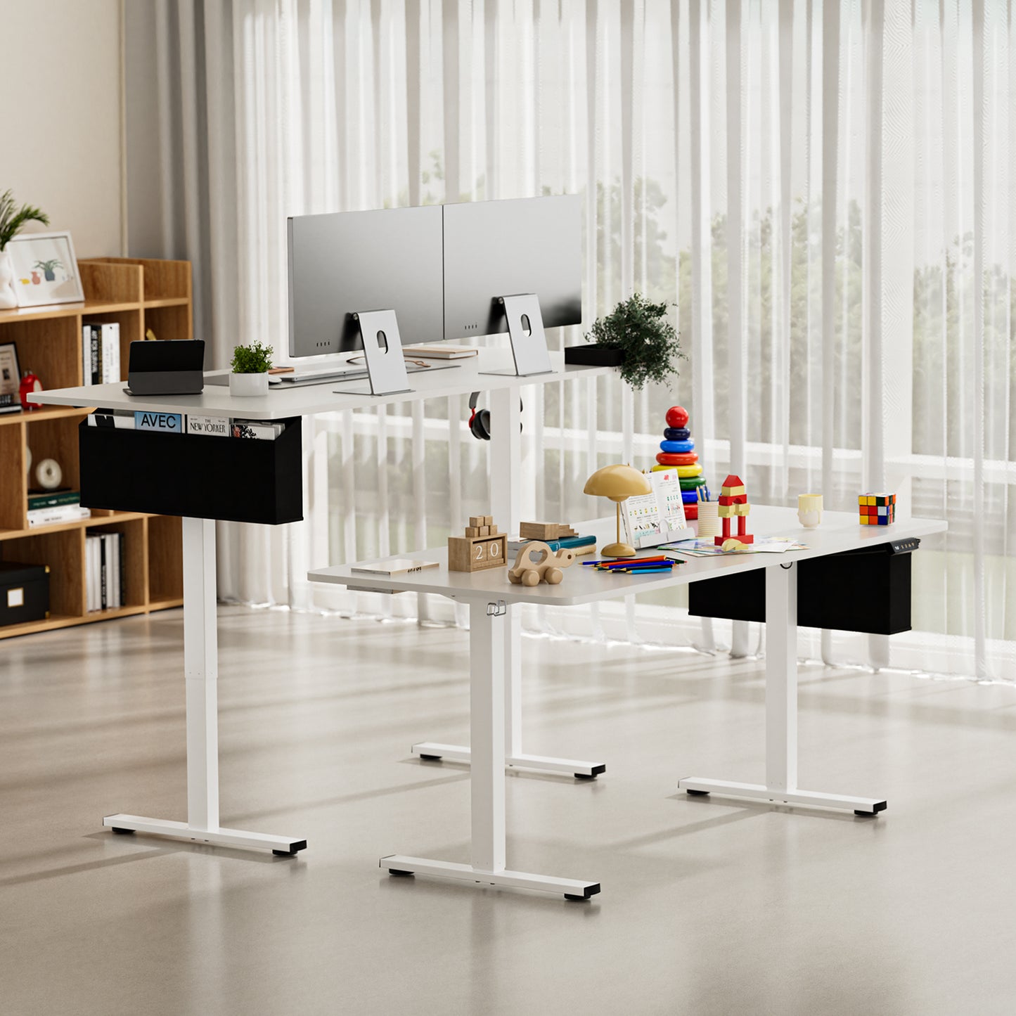 Elektrisch in hoogte verstelbaar bureau 160 x 75 cm, wit- DUMONT