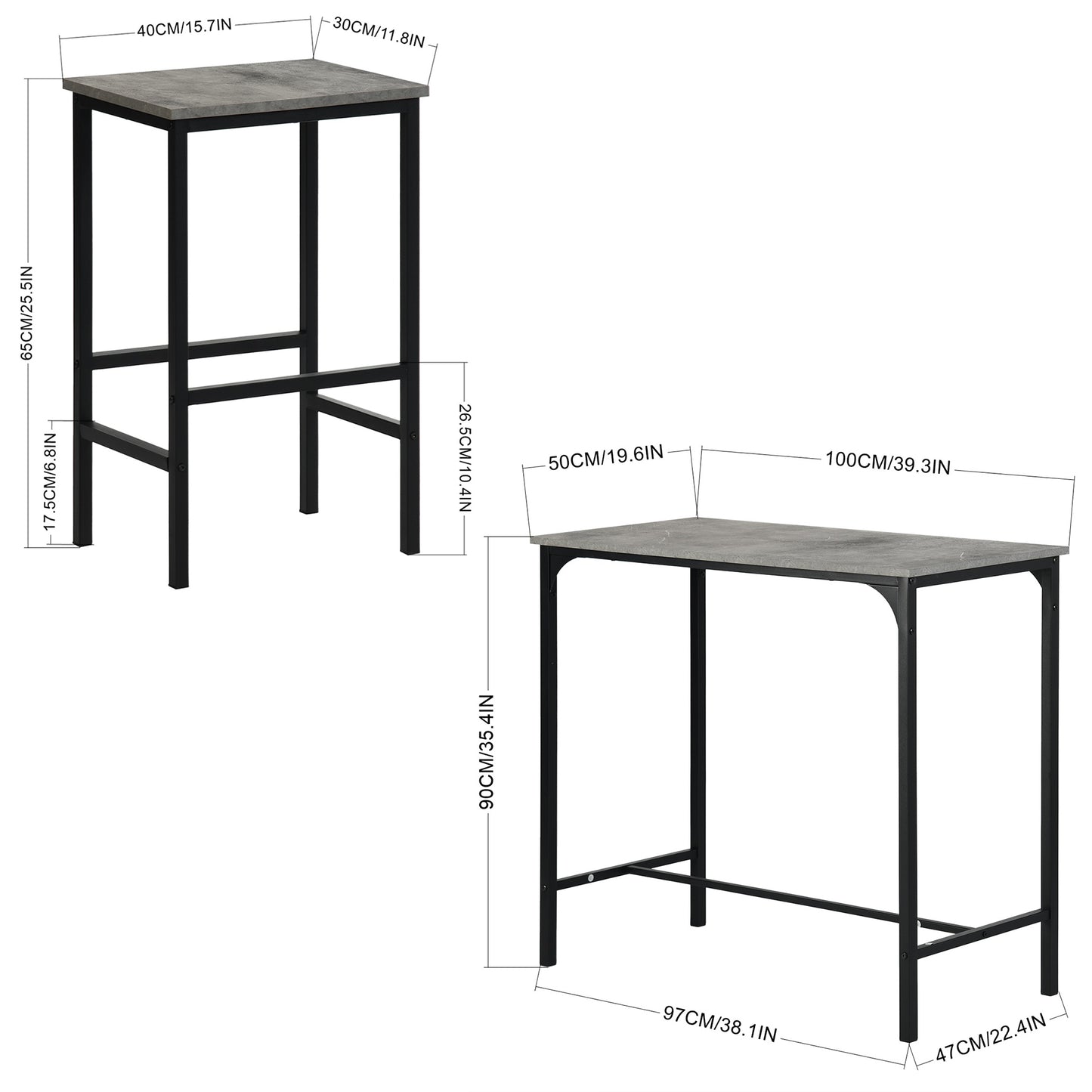 FAIRMAN Retro barset voor 4 personen - Grijs Marmerpatroon