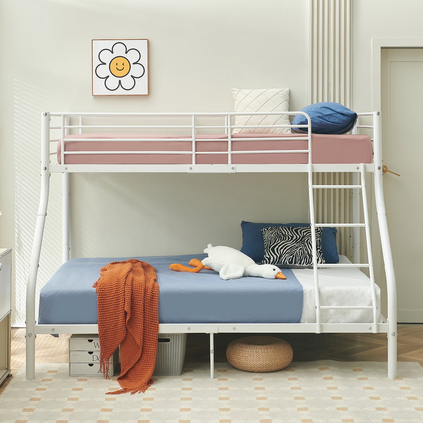 Stapelbedframe met Twee Eenpersoonsbedden - Wit - ELMA
