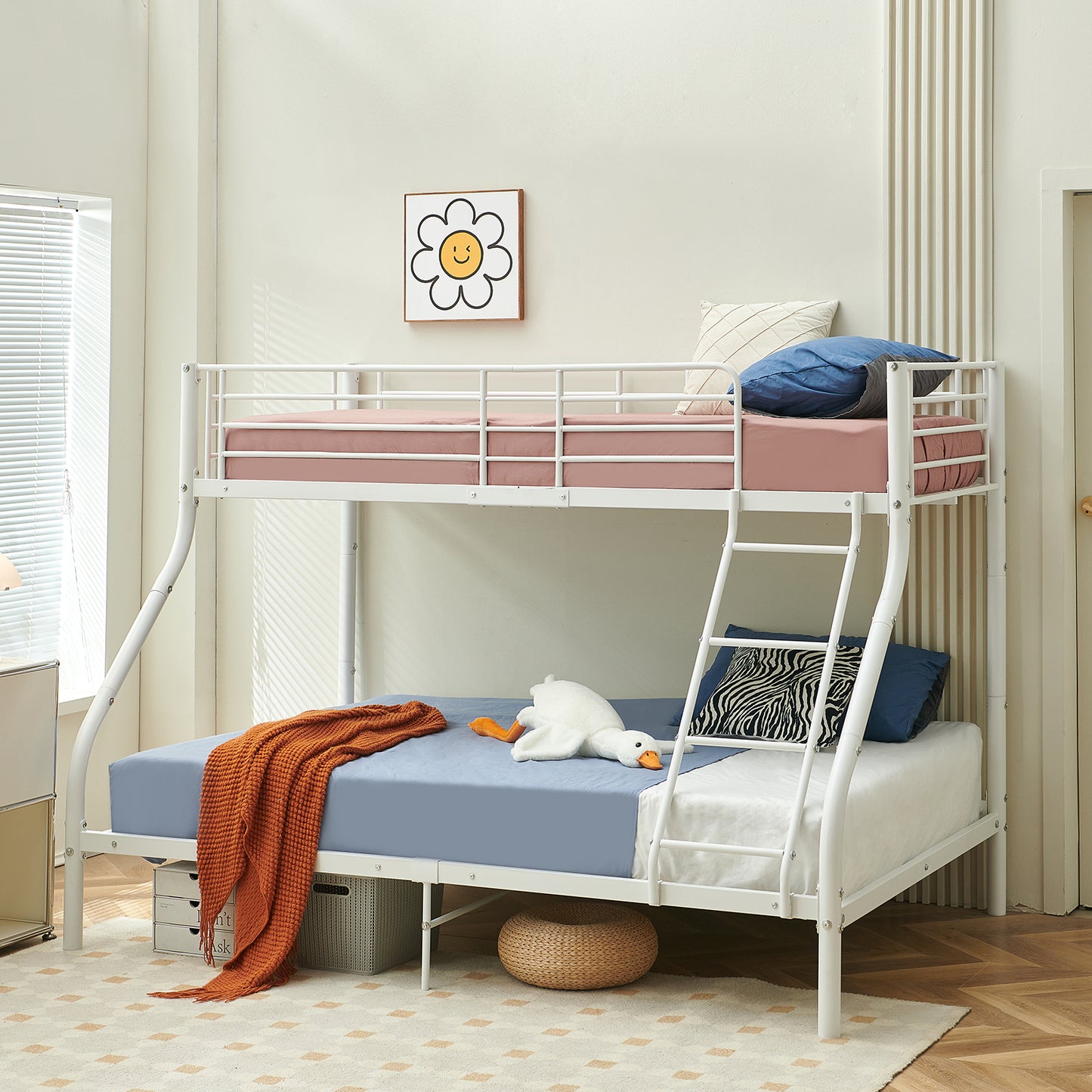 Stapelbedframe met Twee Eenpersoonsbedden - Wit - ELMA