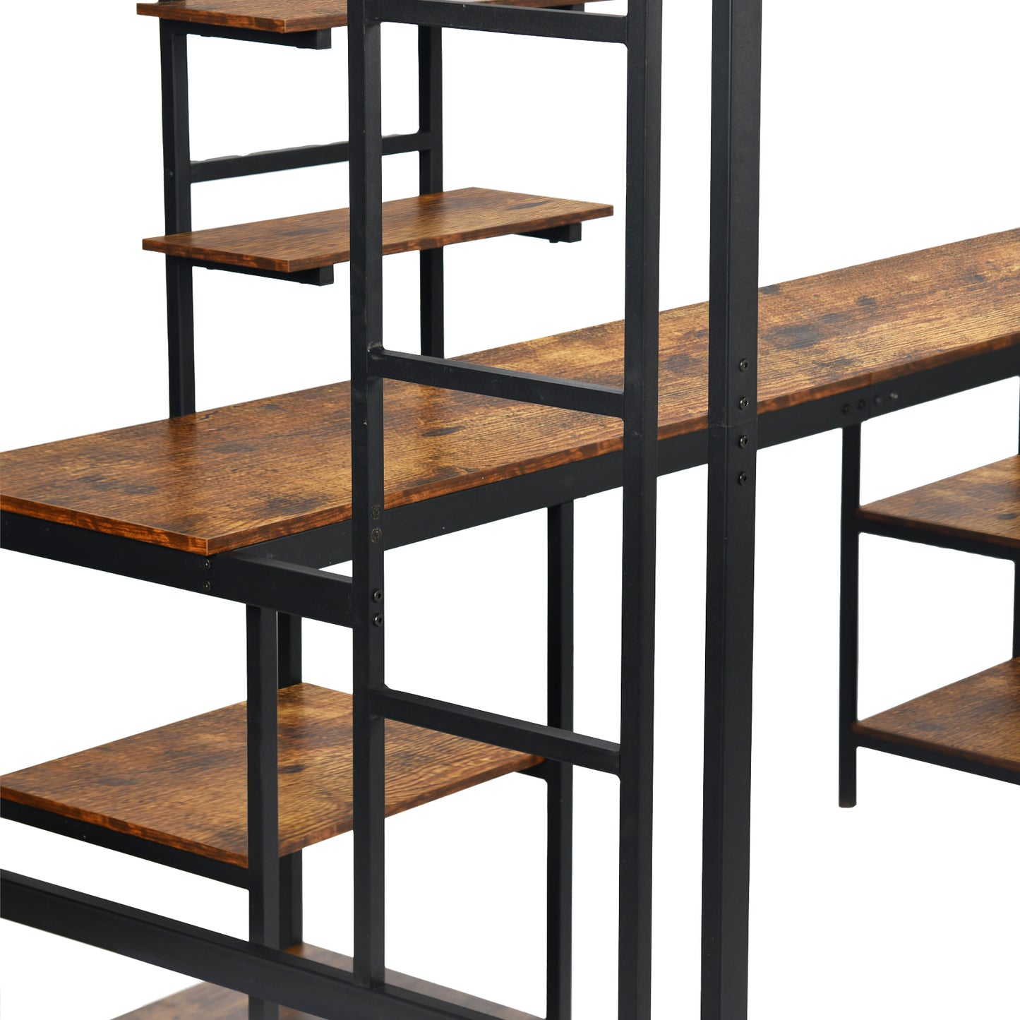 Twin Loft Bed met Bureau en Boekenplank - Zwart - ESOFEA