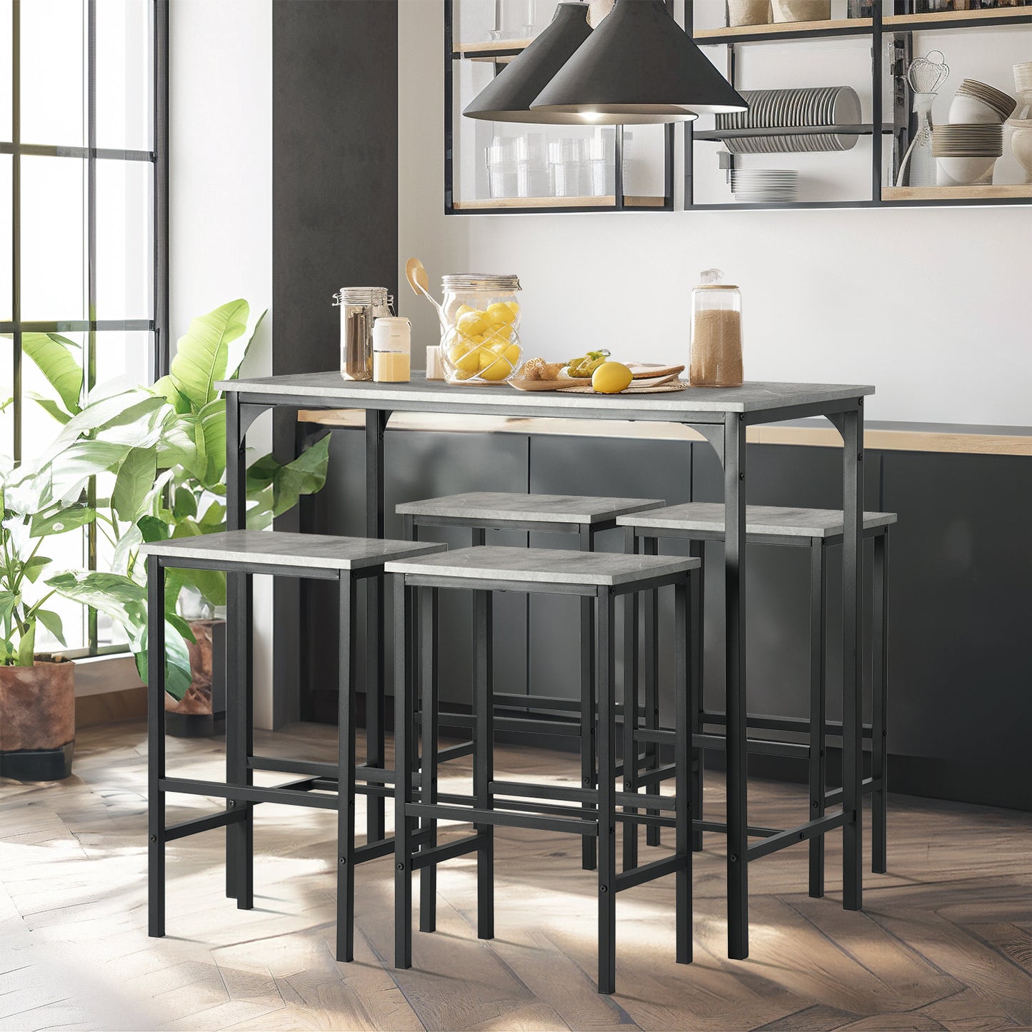 FAIRMAN Retro barset voor 4 personen - Grijs Marmerpatroon