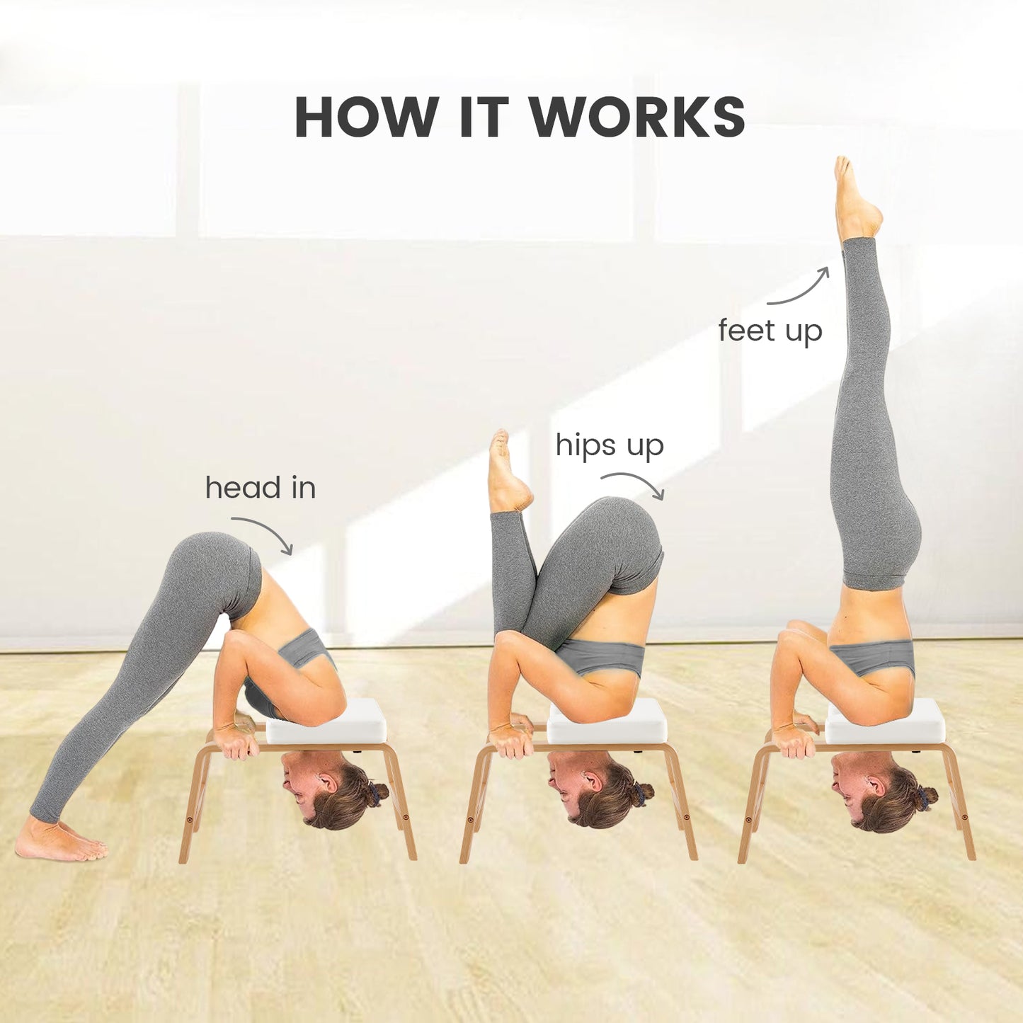 FIFE Bentwood Yoga Hoofdstand Bank - Wit