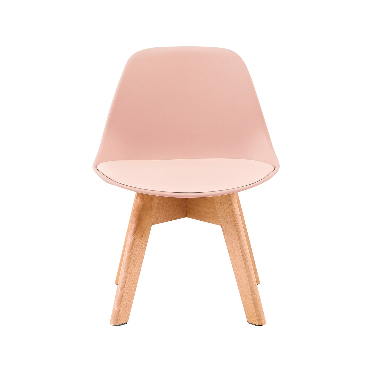 GRAND Kinder eetkamerstoel met beukenhouten poten, set van 2 - Roze/Wit