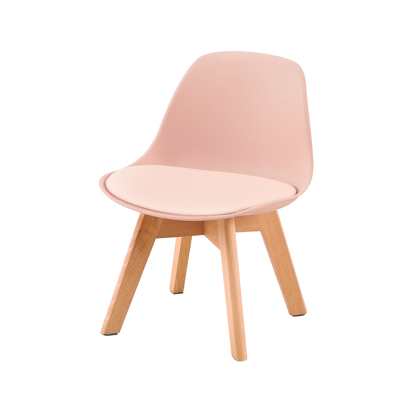 GRAND Kinder eetkamerstoel met beukenhouten poten, set van 2 - Roze/Wit