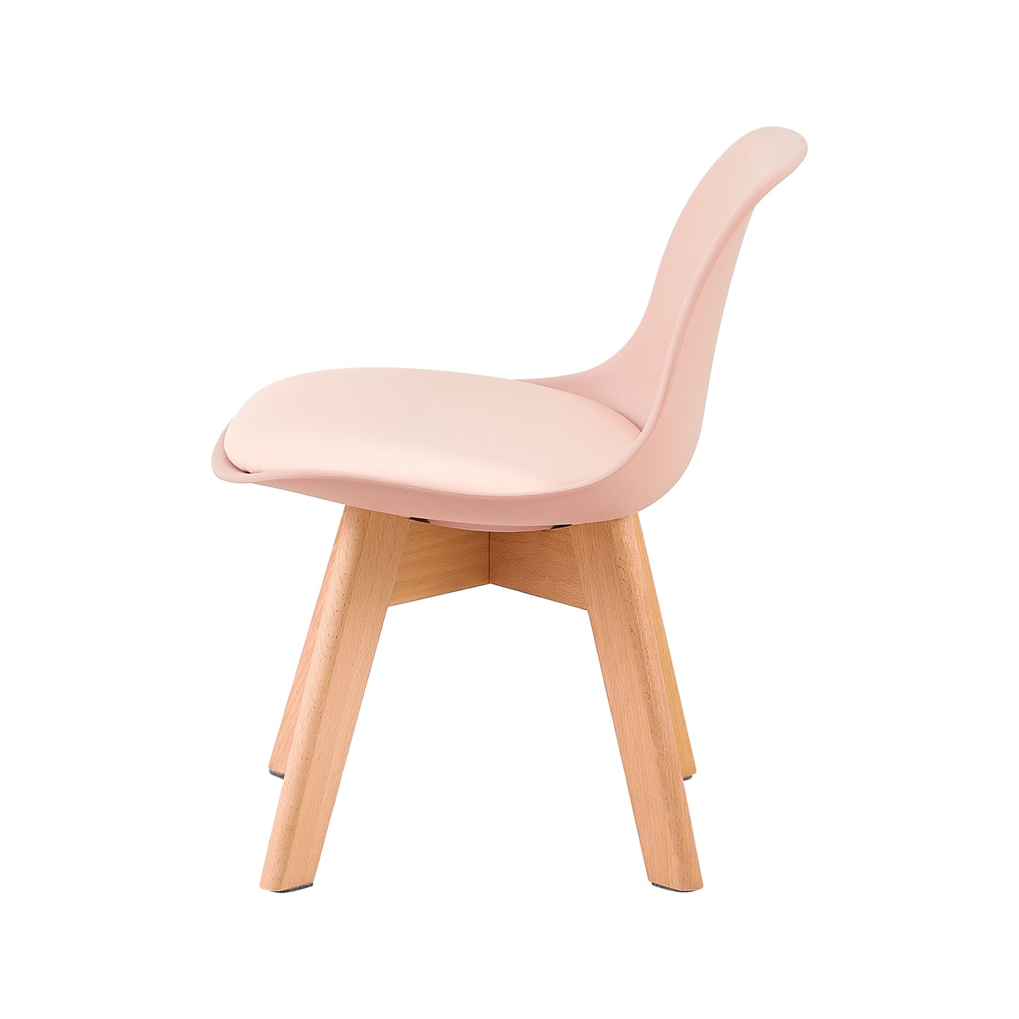 GRAND Kinder eetkamerstoel met beukenhouten poten, set van 2 - Roze/Wit