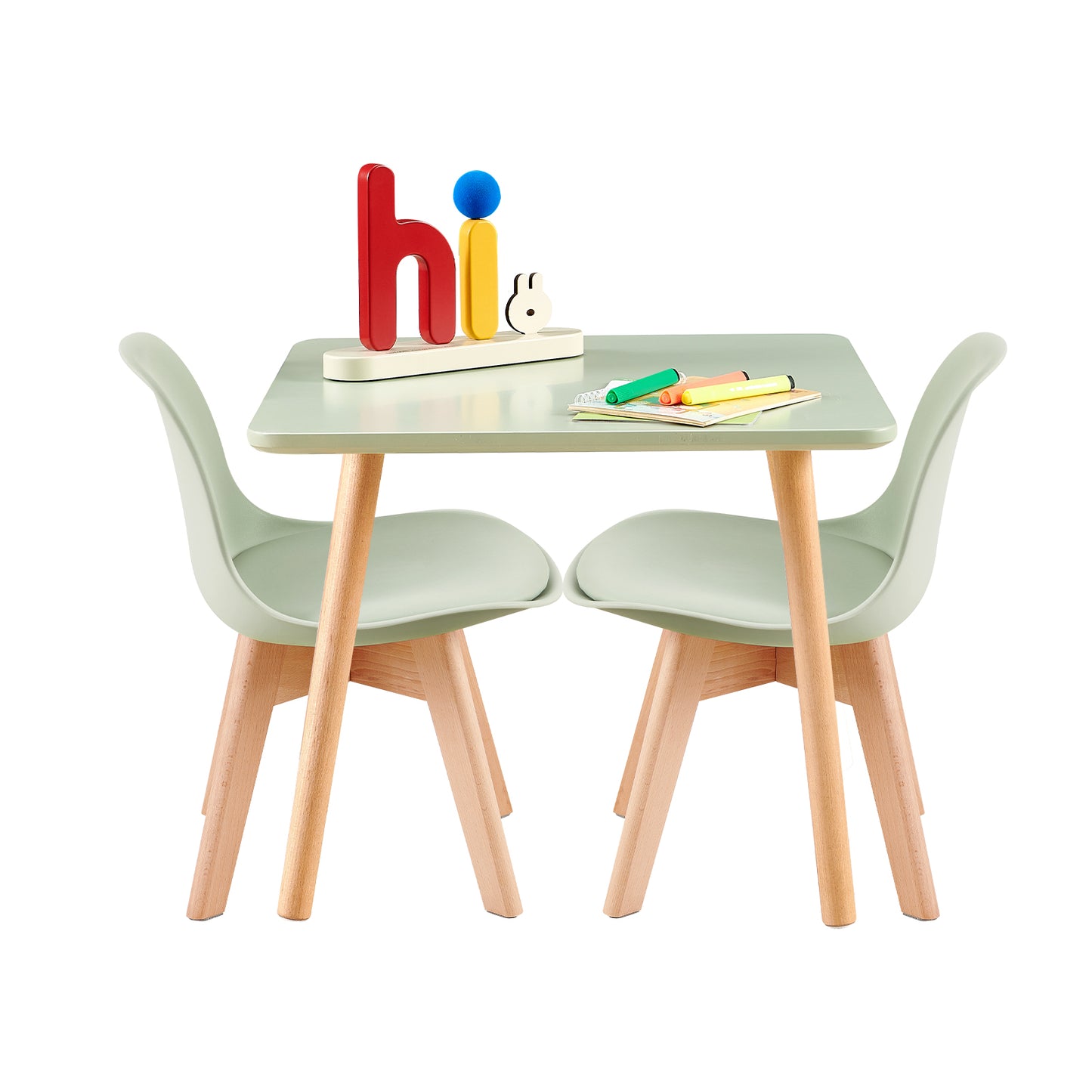 AUBURN Kindertafels en -Stoelen Zijn Geschikt voor Kinderen van 3 tot 5 Jaar - IJsgroen