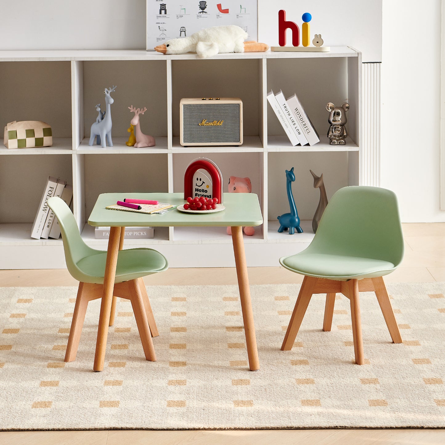 AUBURN Kindertafels en -Stoelen Zijn Geschikt voor Kinderen van 3 tot 5 Jaar - IJsgroen