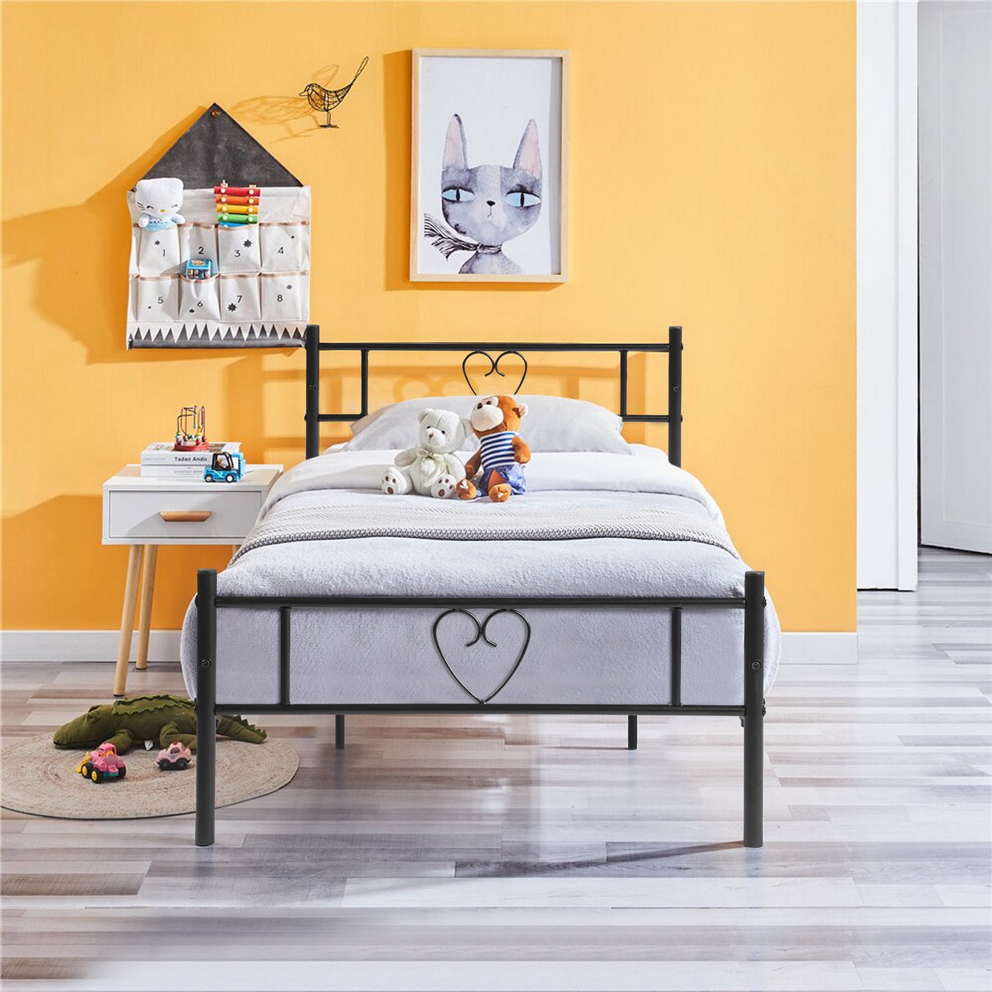 HEART Zwart Een-/Tweepersoonsbed van Metaal in Hartvorm