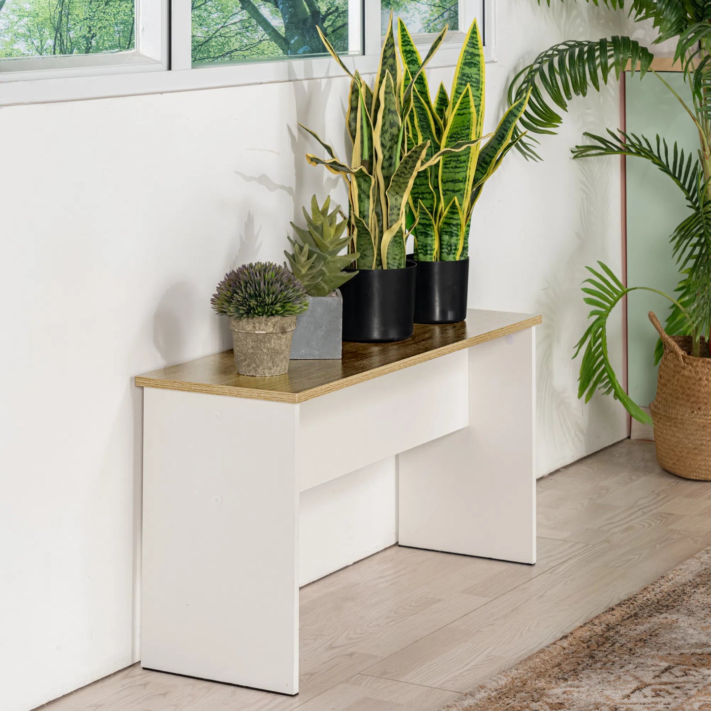 Eetkamerbank lang met 90cm set van 2 - EIKEN/Wit/Zwart-HYBLA