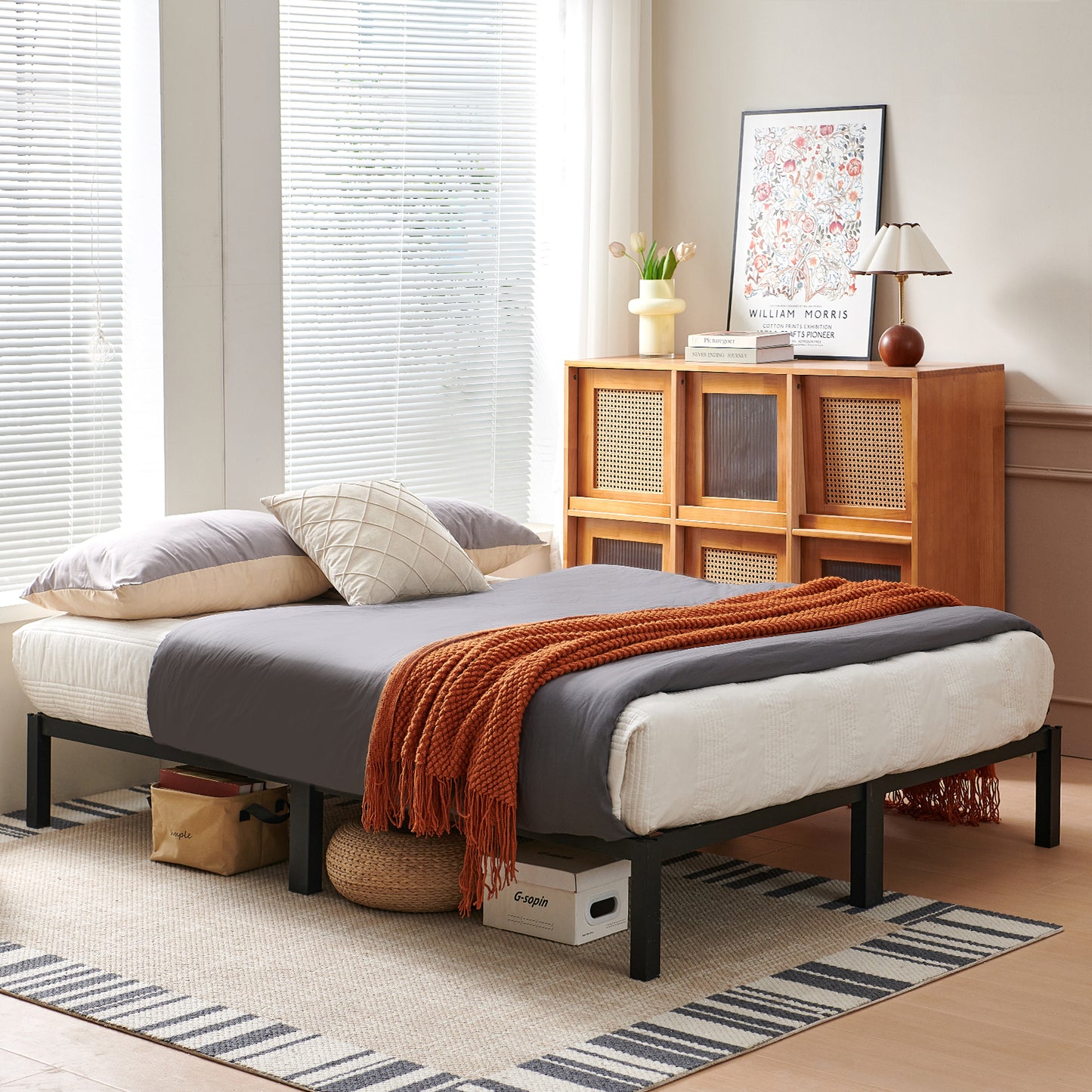 LENA Dubbel Metalen Bedframe - Zwart